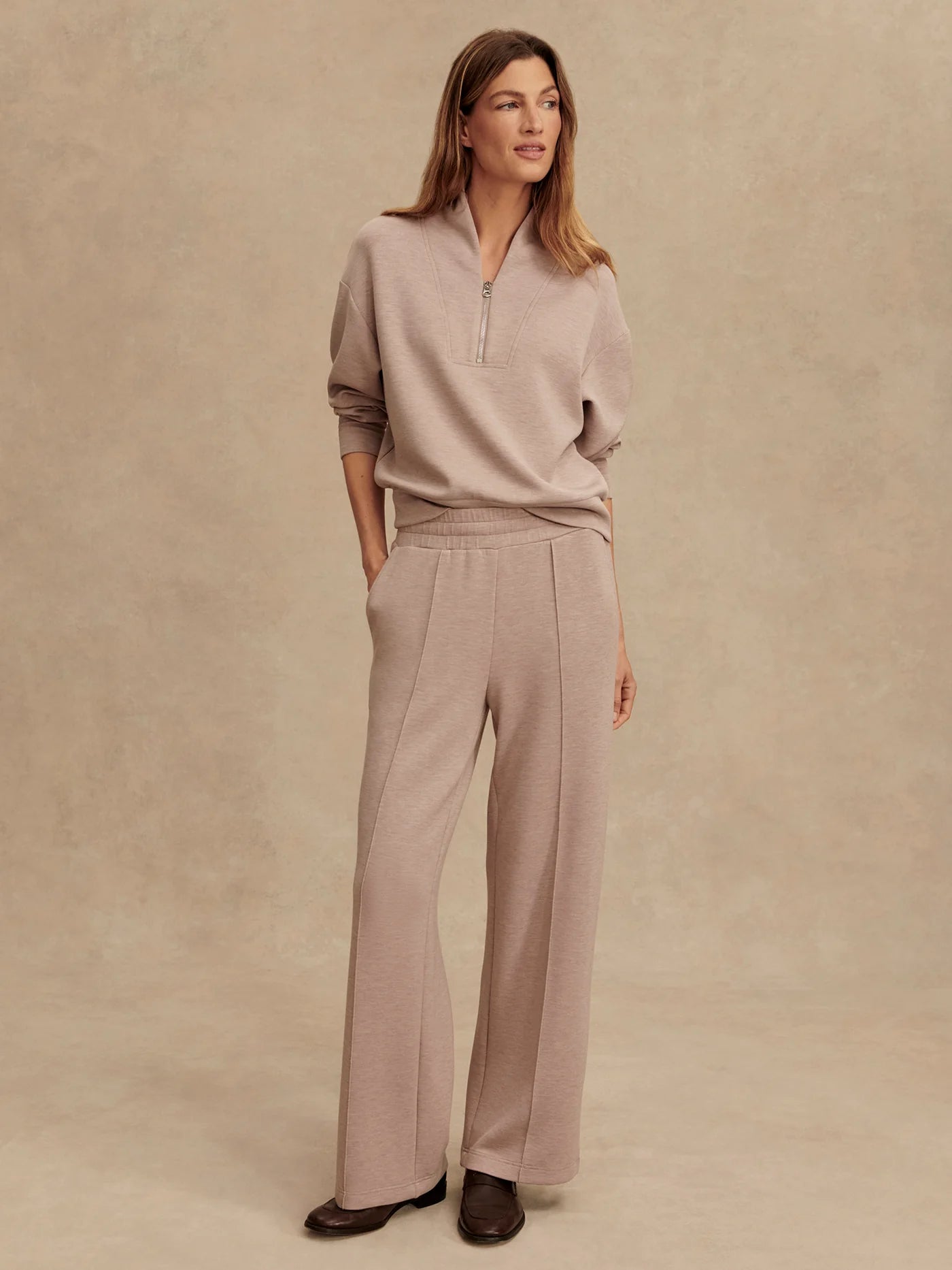 The Wide Leg Pant (30") - Taupe Marl | Varley