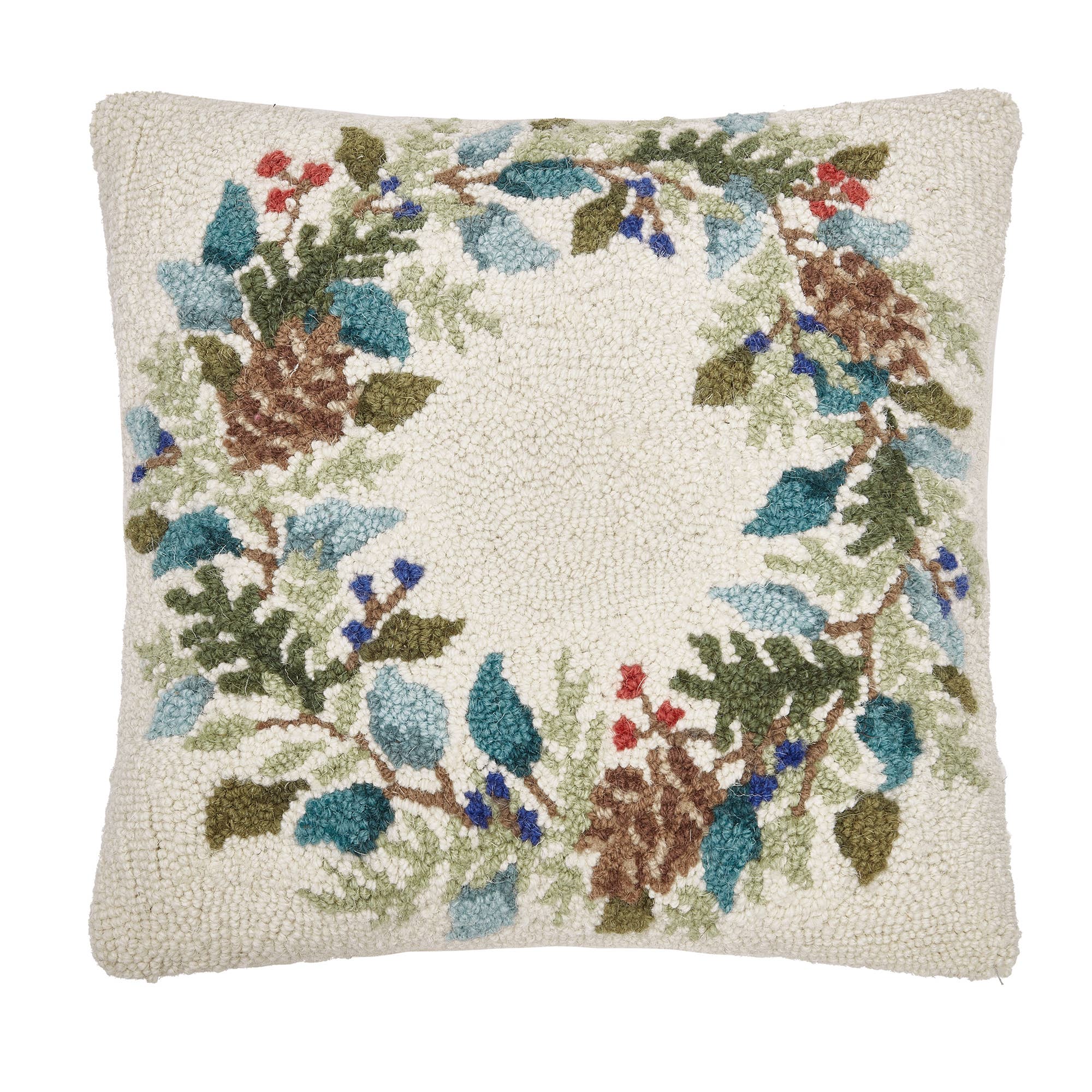 Holly Wreath Hook Pillow