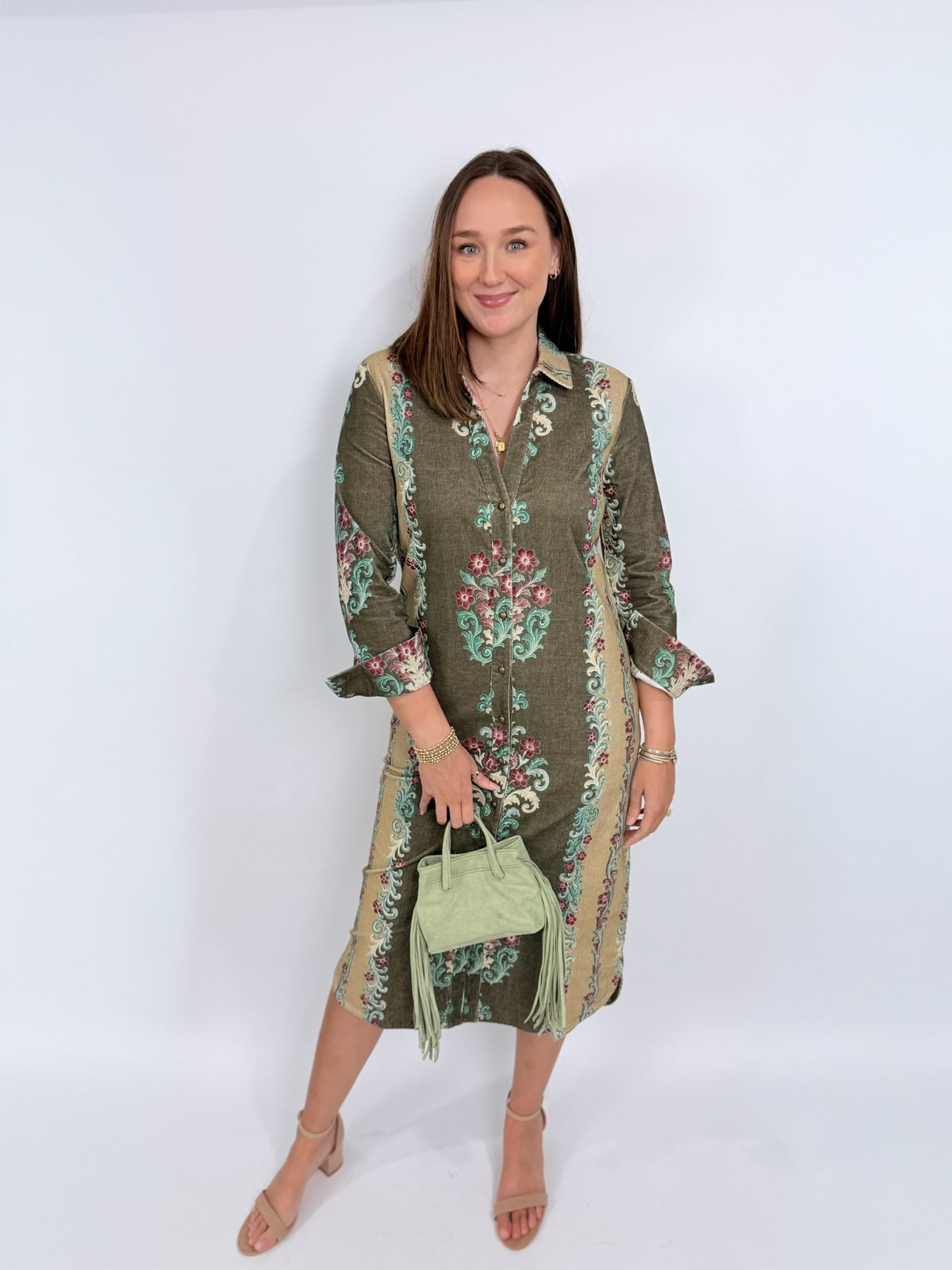 Cleo Dress - Golded Stripe |  Double A