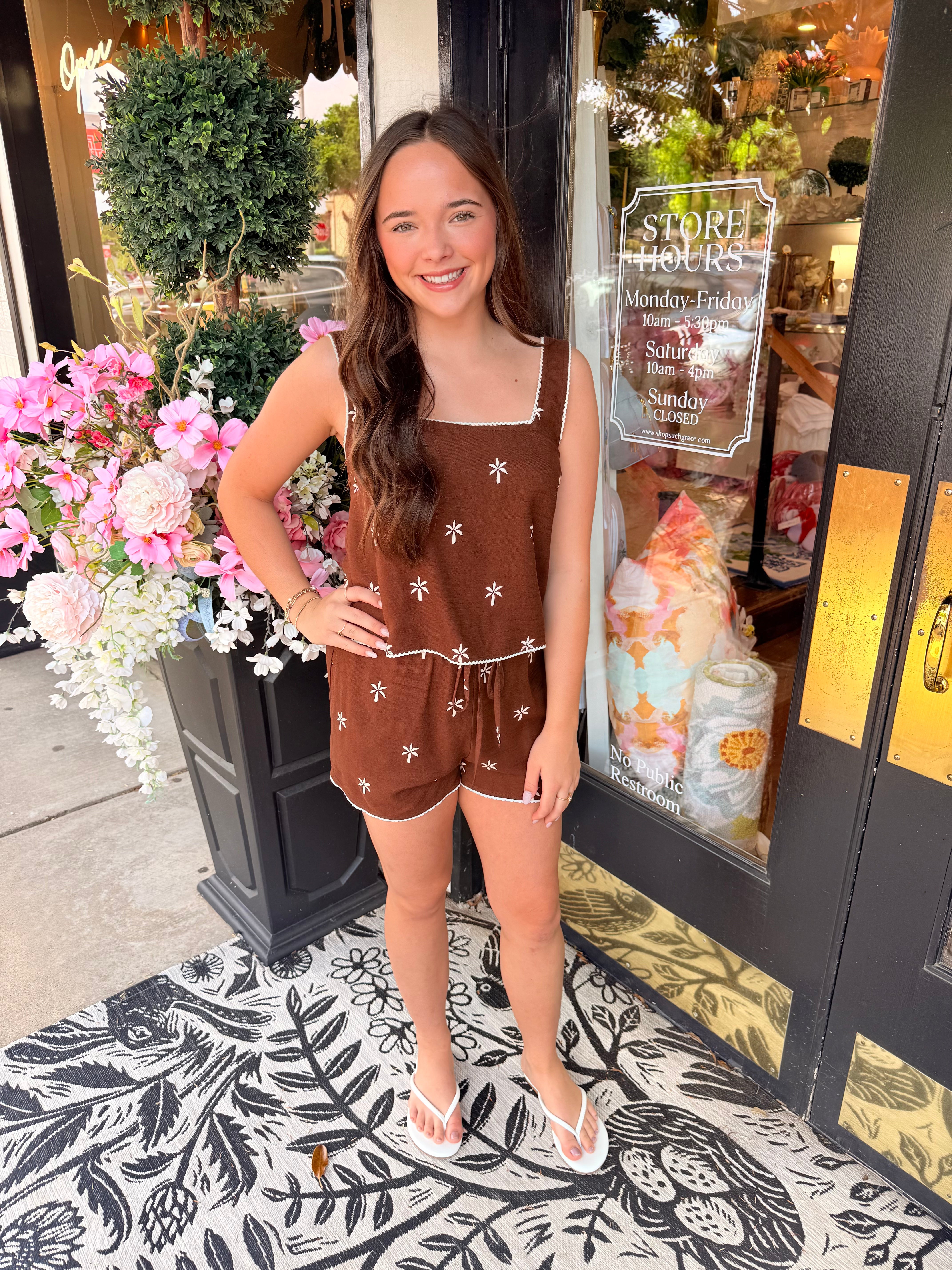 Drawstring Short With Scallop Trim - Coconut Palm | Bella Dahl