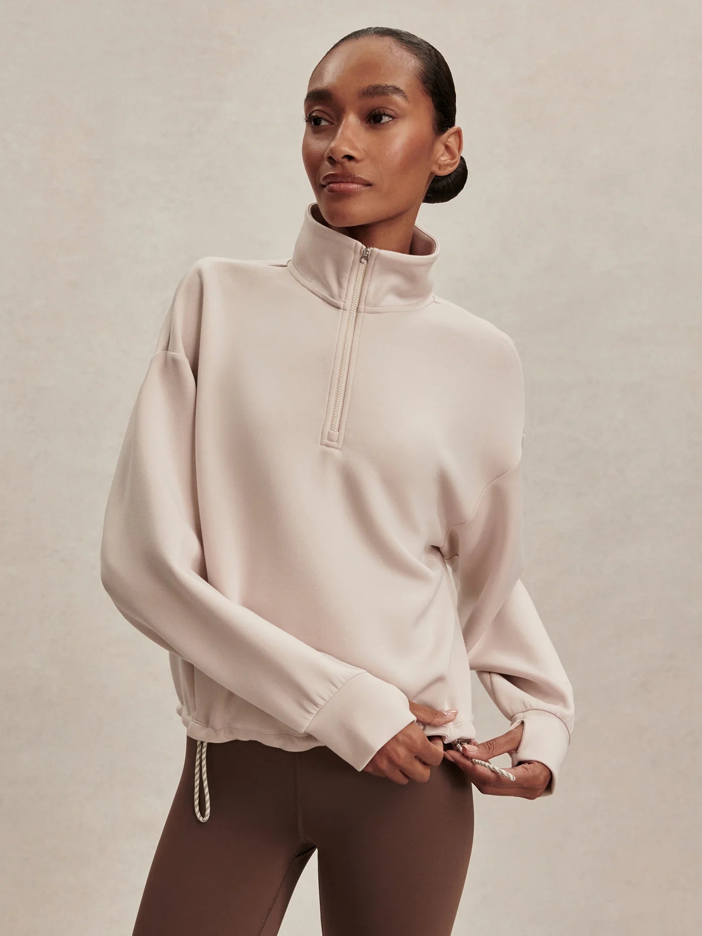 Sian Cropped Half Zip Midlayer - Silver Grey | Varley