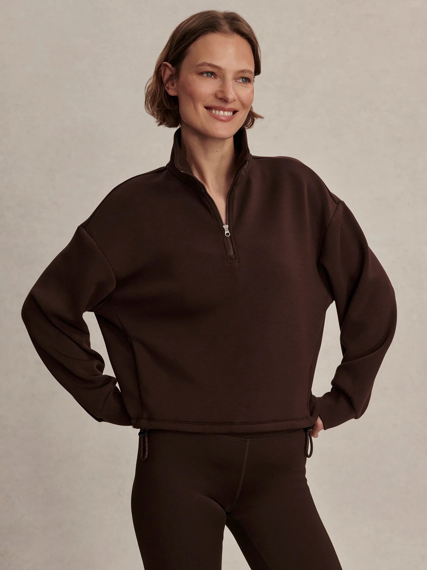Sian Cropped Half Zip Midlayer - Coffee Bean | Varley