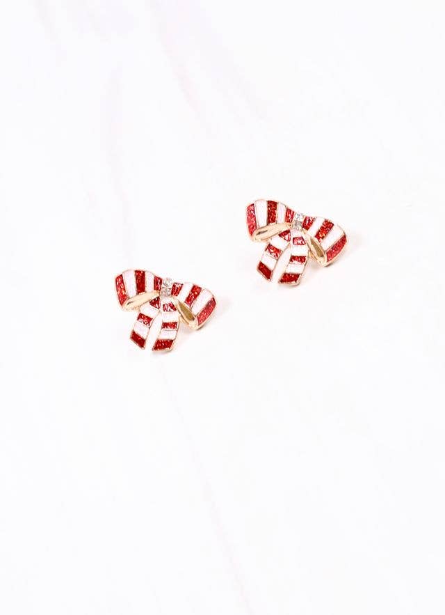 Peppermint Bow Earring