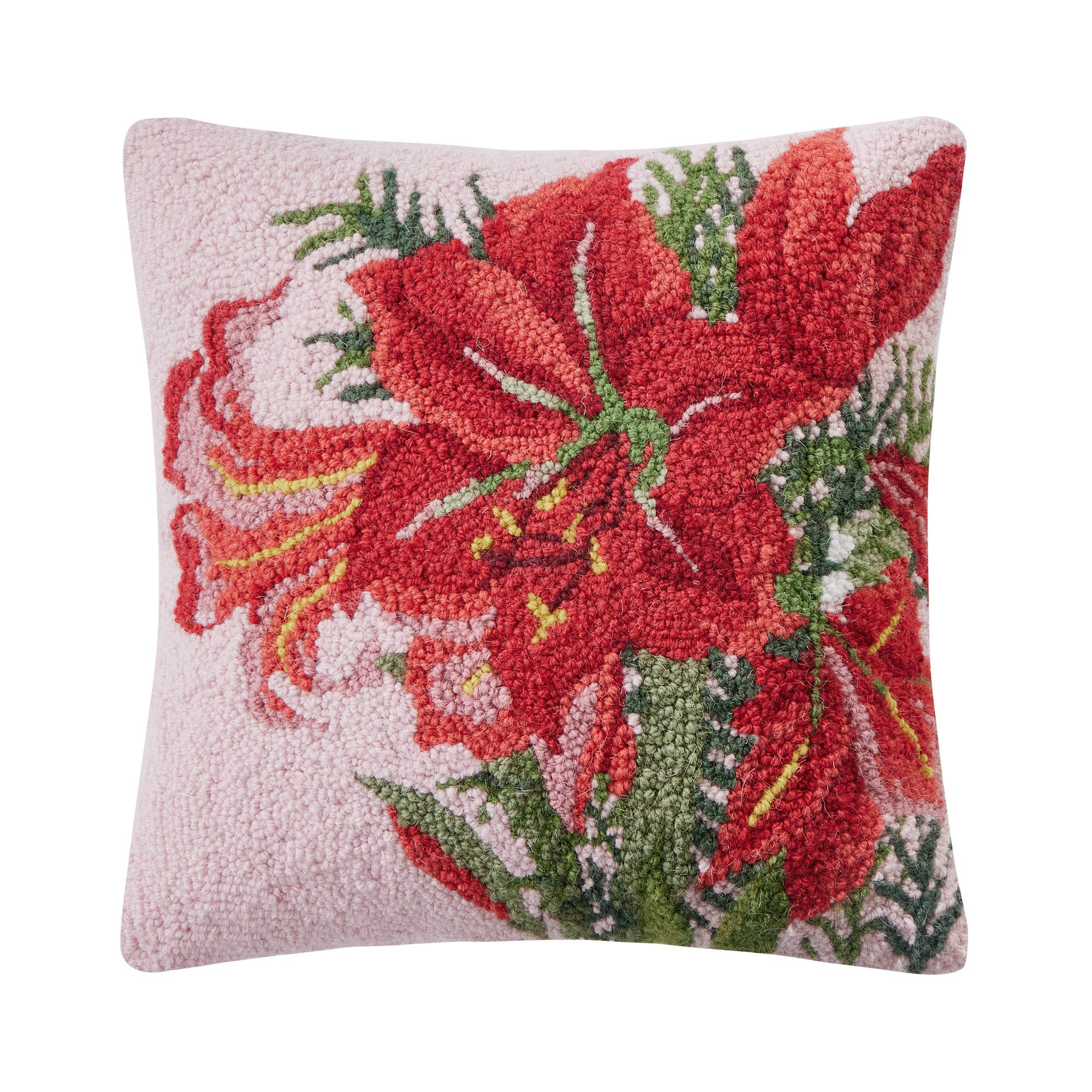 Winter Amaryllis On Pink Hook Pillow