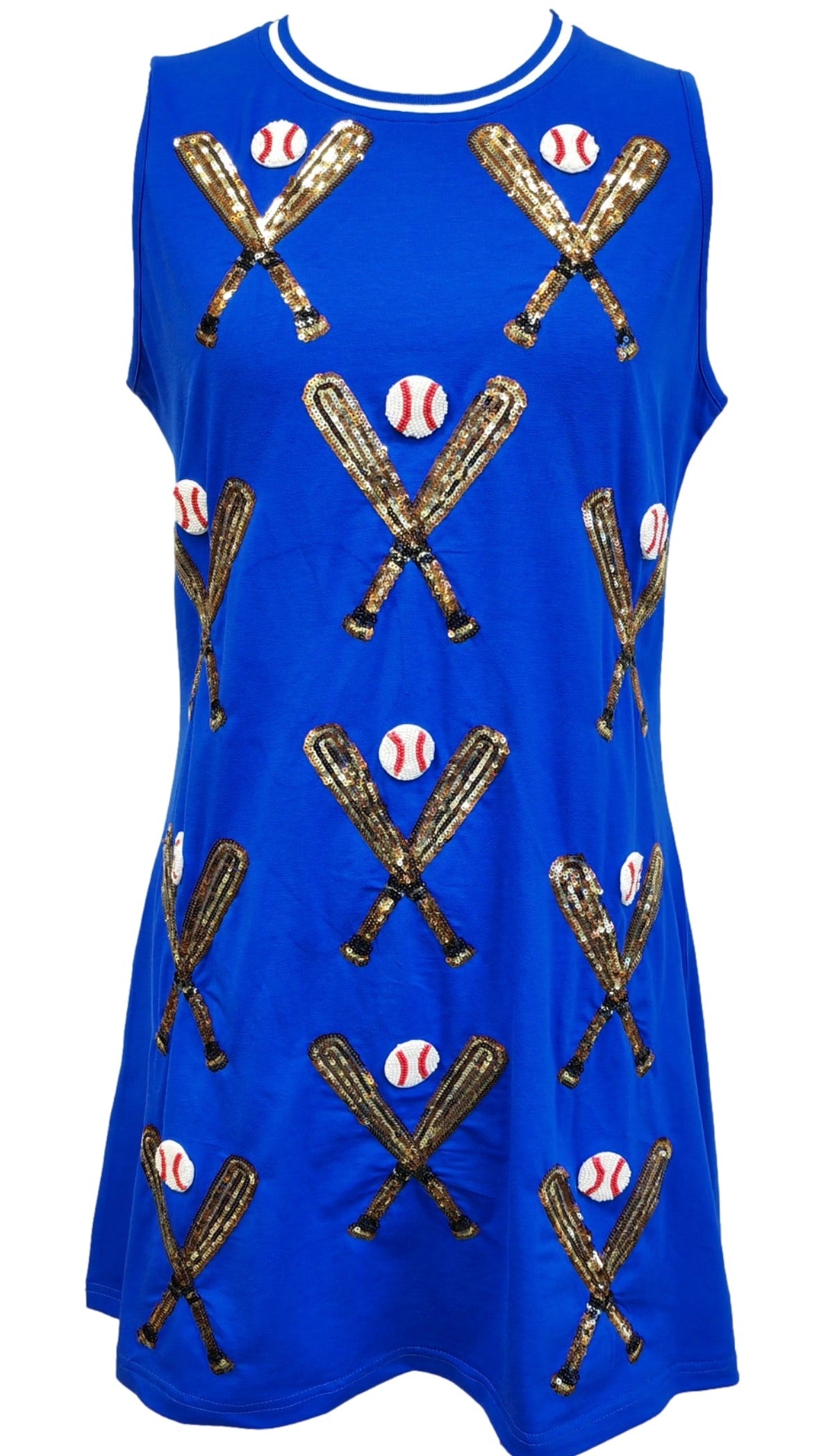 Royal Blue Scatter Baseball Bat Tank Dress | Queen of Sparkles