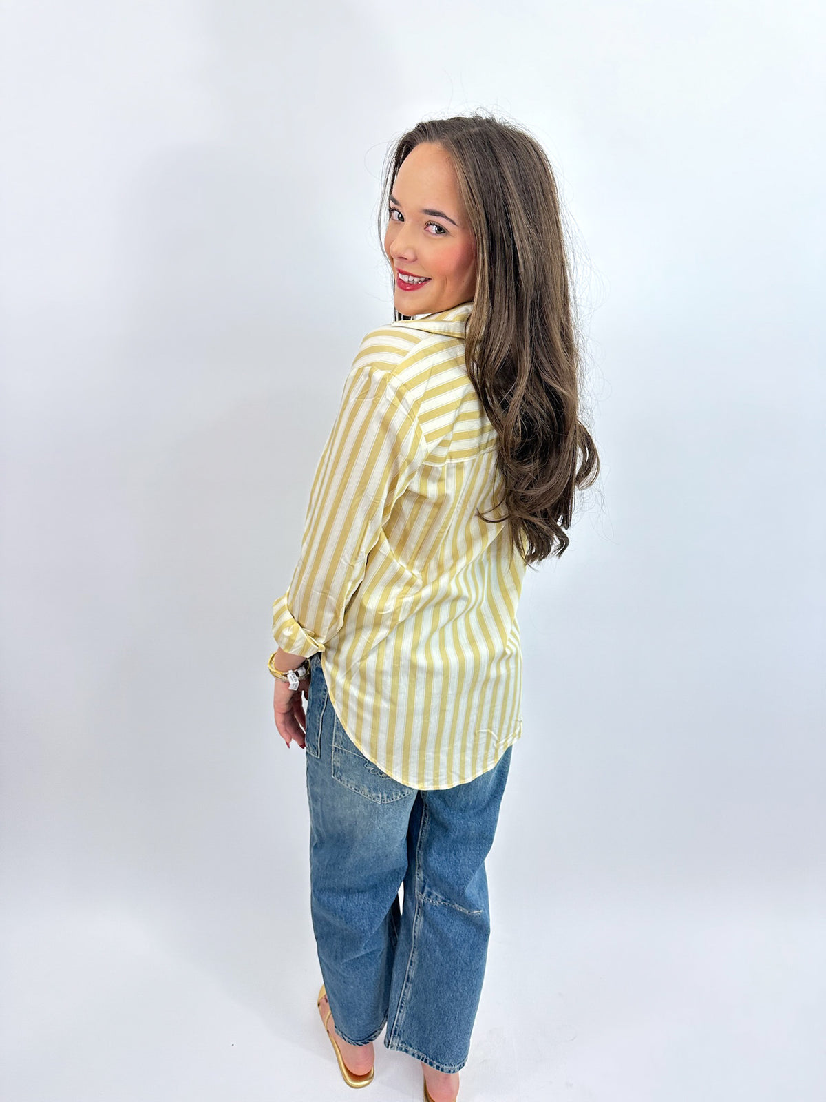 Golden Haven Stripe Button Up - Golden Sage | Z Supply