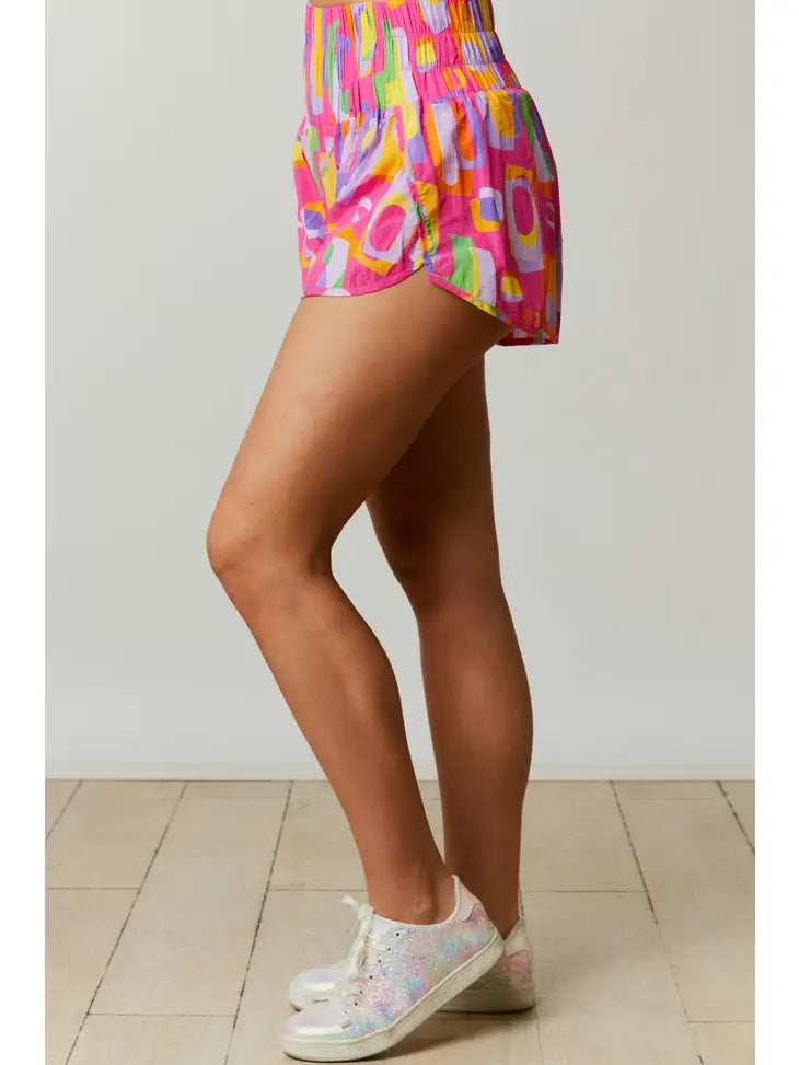 Abstract Geo Print Sporty Shorts