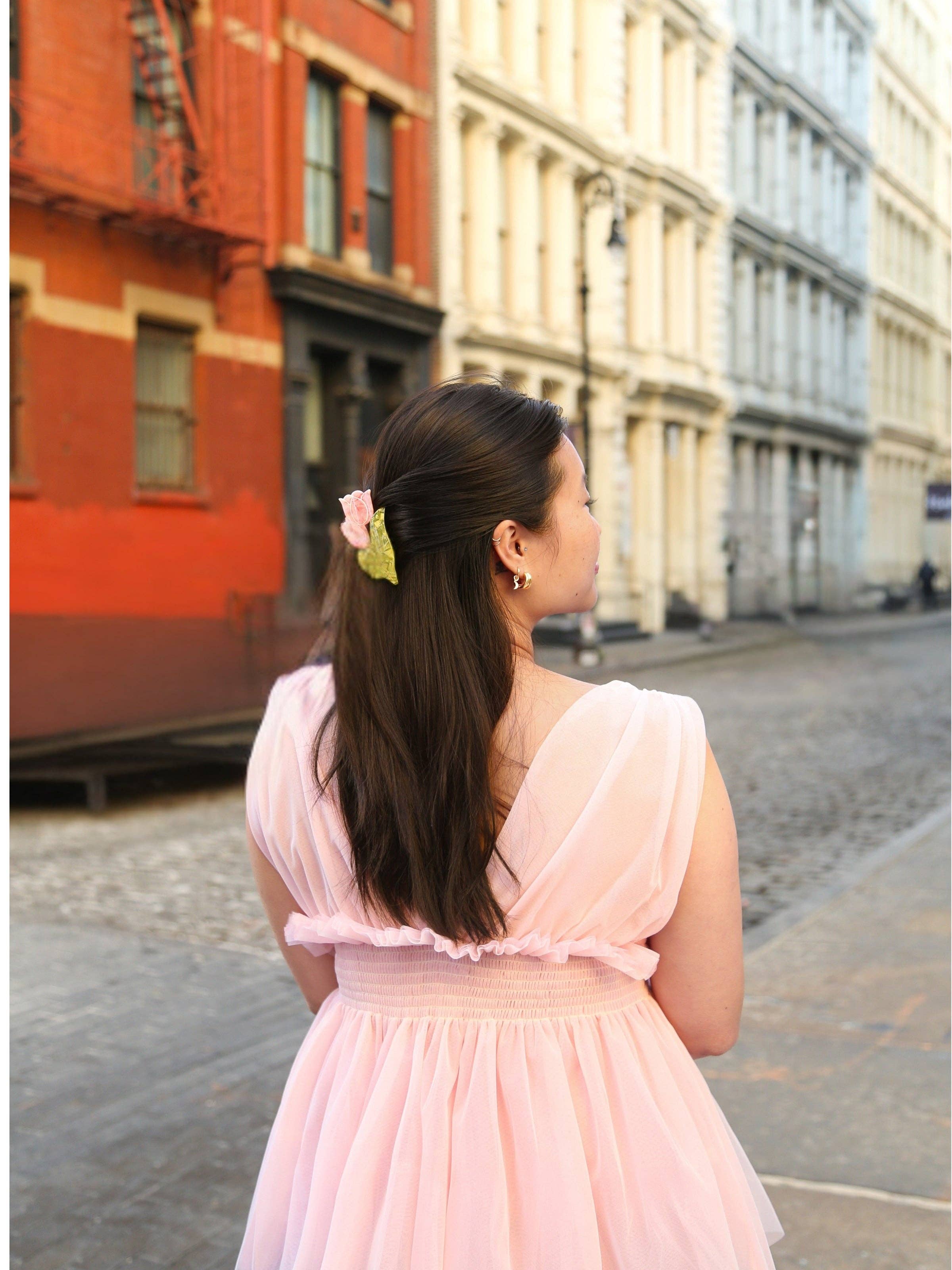 Hand-painted Vintage Tulips Claw Hair Clip | Solar Eclipse