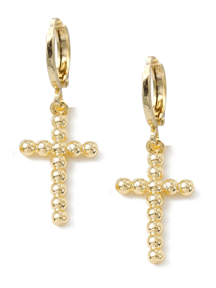 CROSSROADS Cross Huggie Earrings | Farrah B