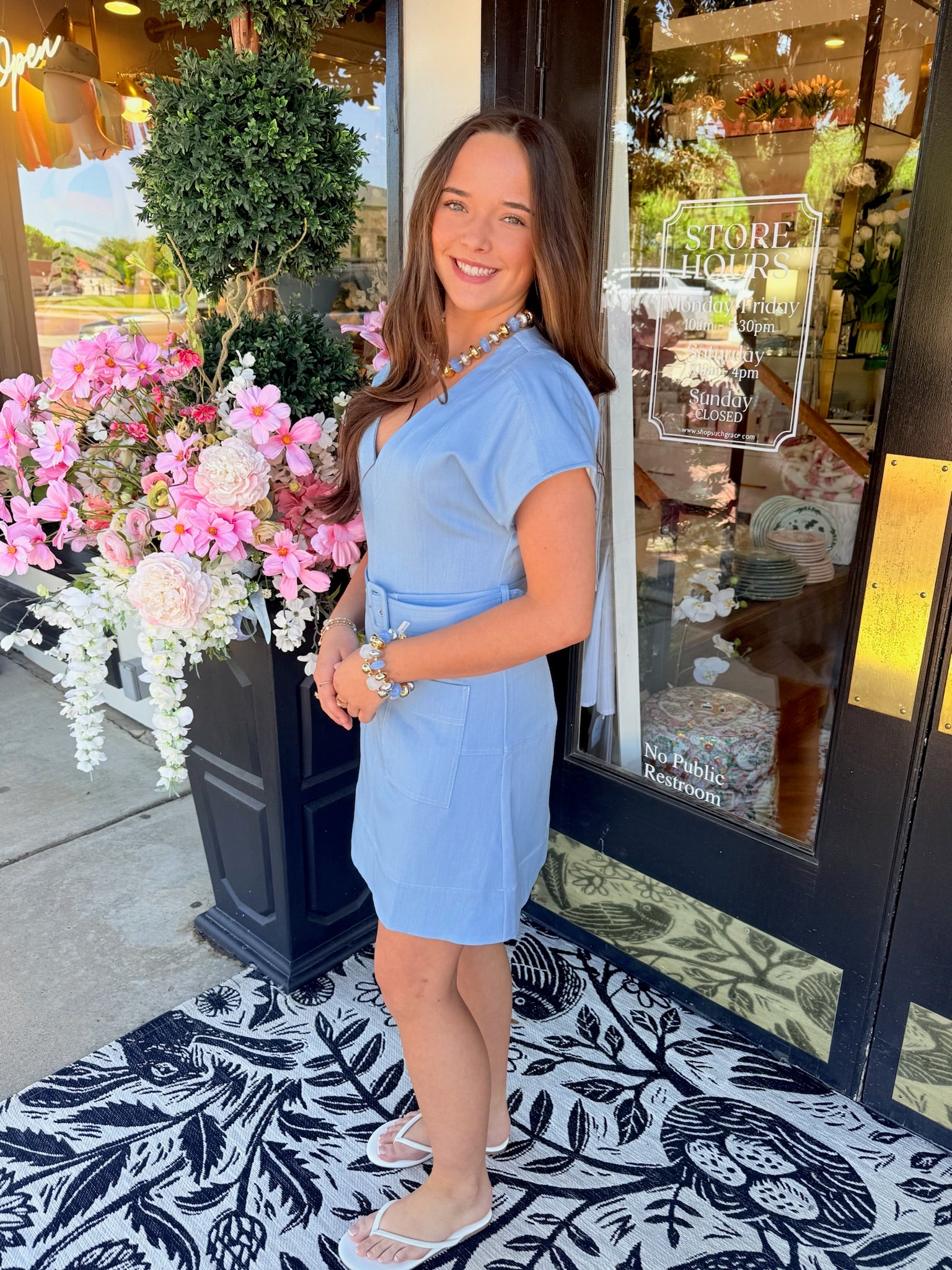 Polly Patch Pocket Faux Denim Mini Dress | CIEBON