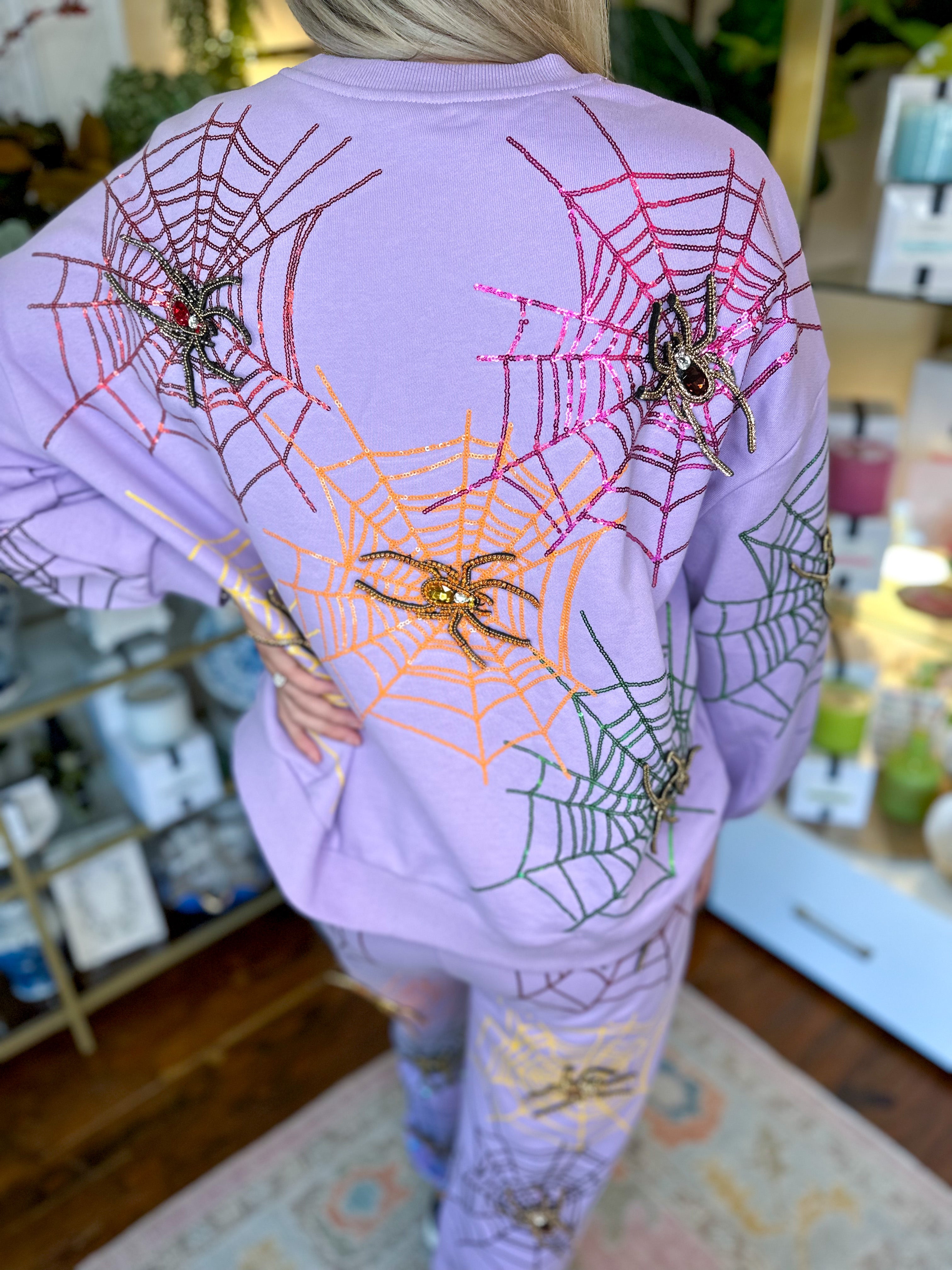 Lavender Spiderweb Sweatshirt | Queen of Sparkles