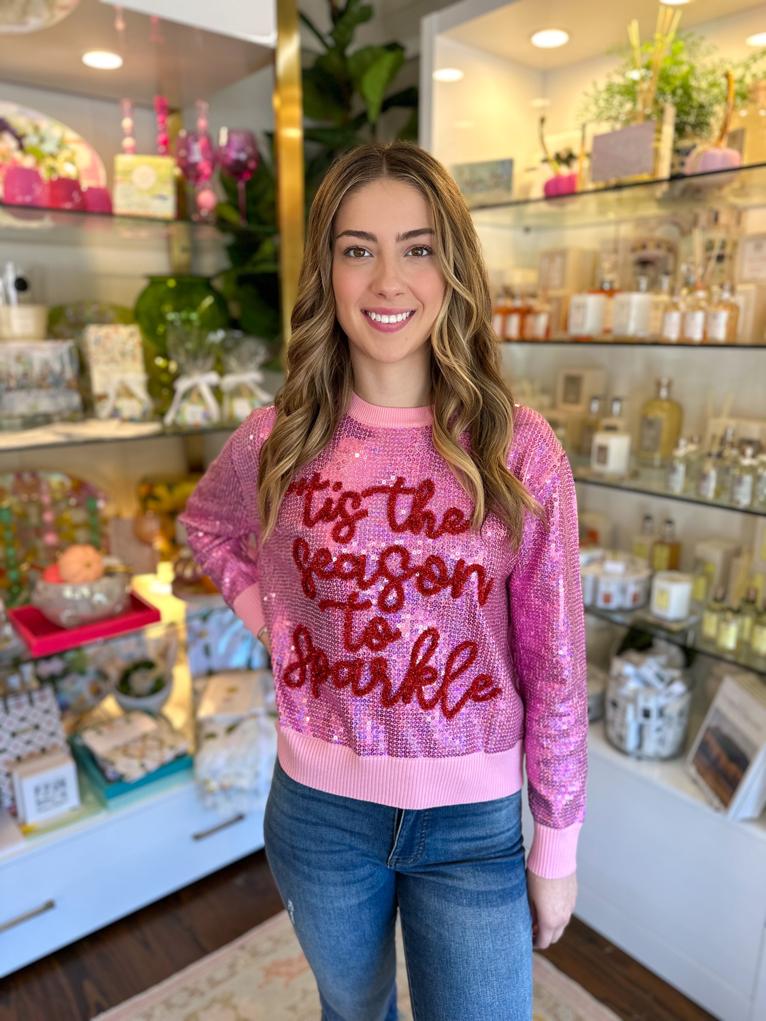 Pink Sequin 'Tis the Season To Sparkle' Sweater | Queen Of Sparkles