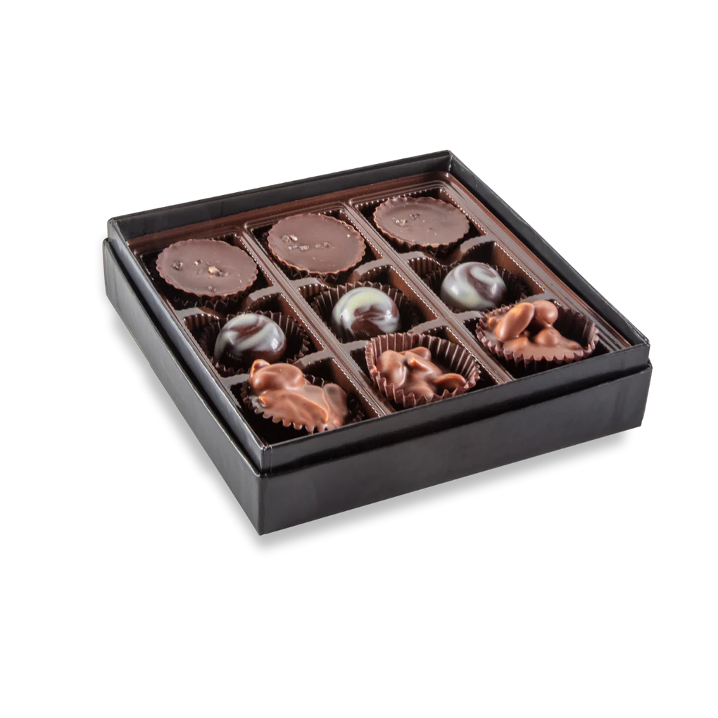 Assorted Artisan Chocolates - 9 Piece Box | Bourbon Barrel