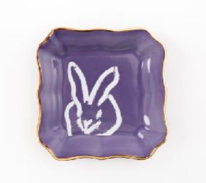 Bunny Portrait Plates with Hand-Painted Gold Rim | Hunt Slonem