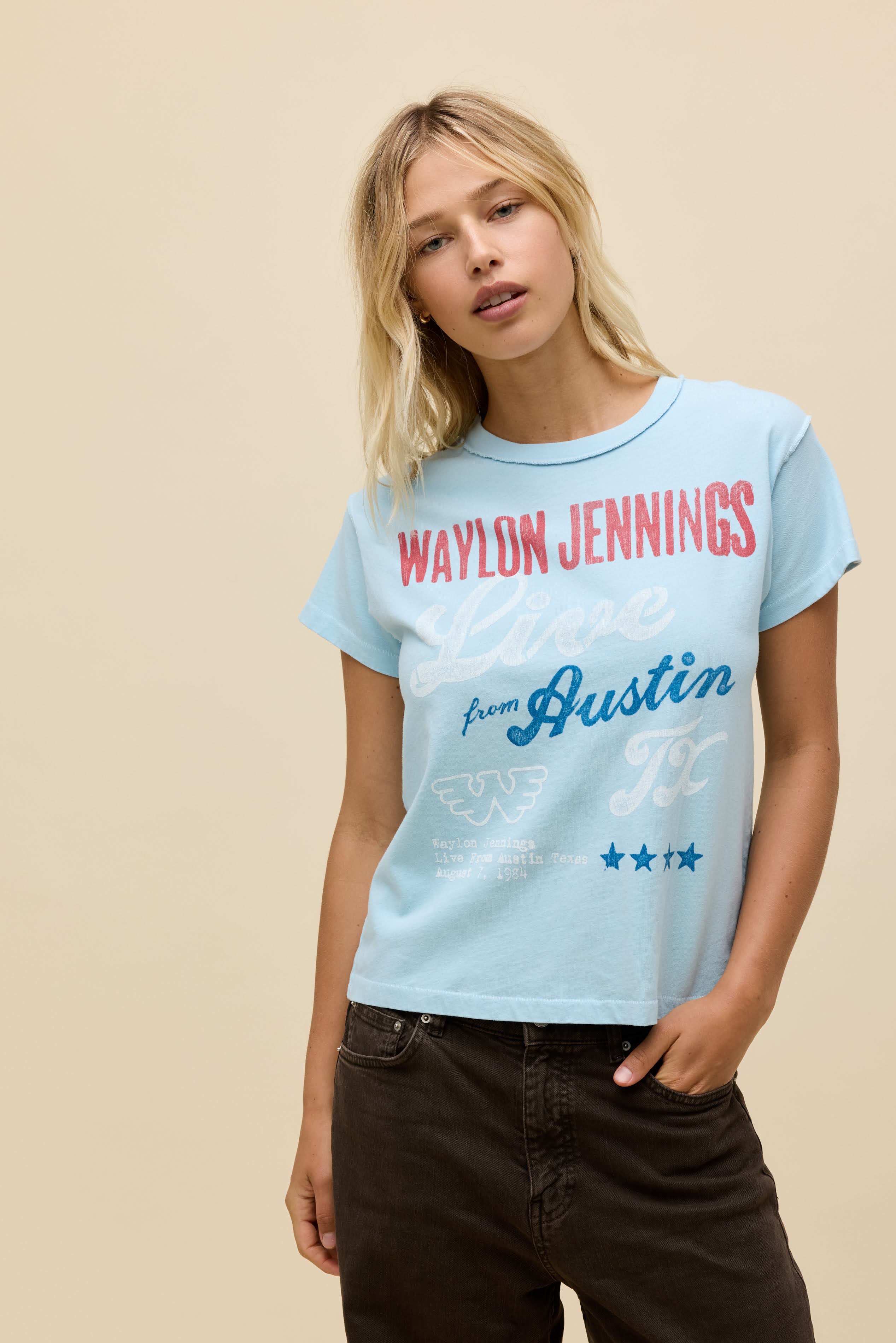 Waylon Jennings Live From Austin Reverse GF Tee | DAYDREAMER