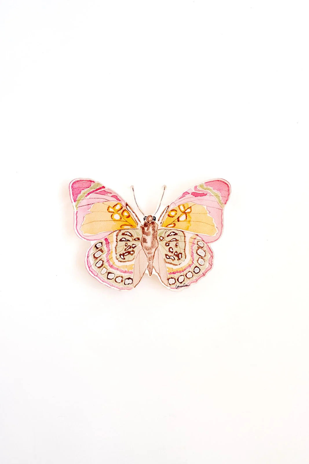 Pink & Green Butterfly Acrylic Art Block | Catherine Cartie