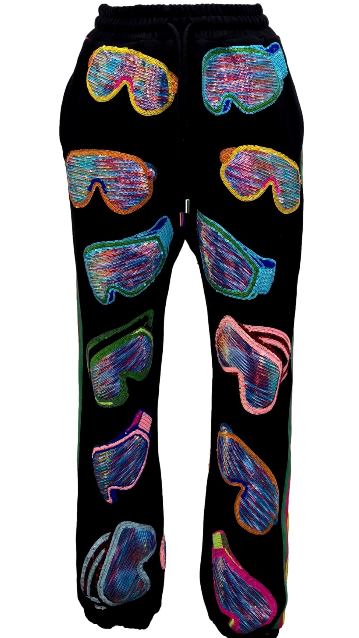 PREORDER* Black Multi Ski Goggle Sport Stripe Jogger | Queen of Sparkles