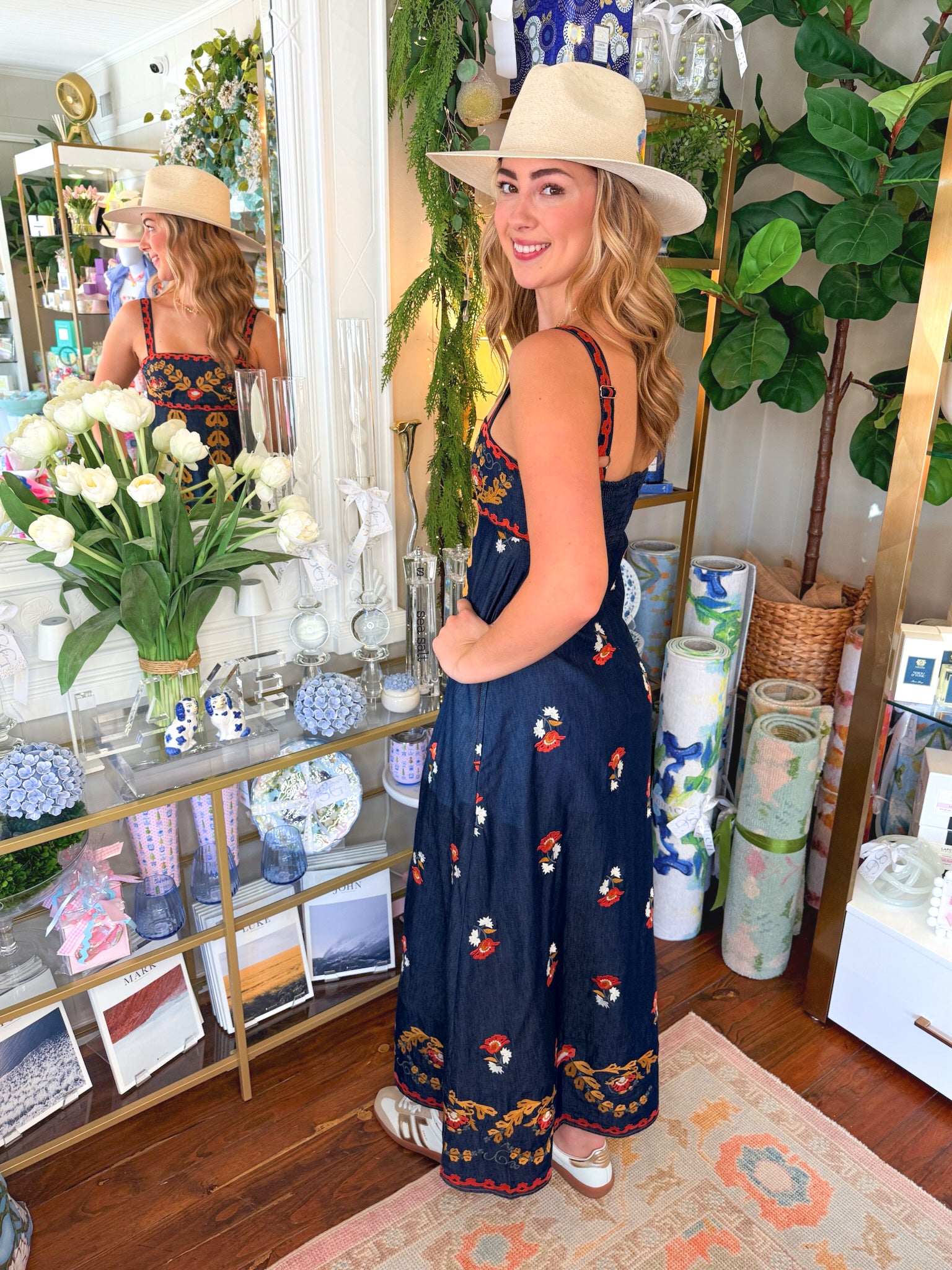 Annalise Dress in Denim Embroidery | Elizabeth James The Label