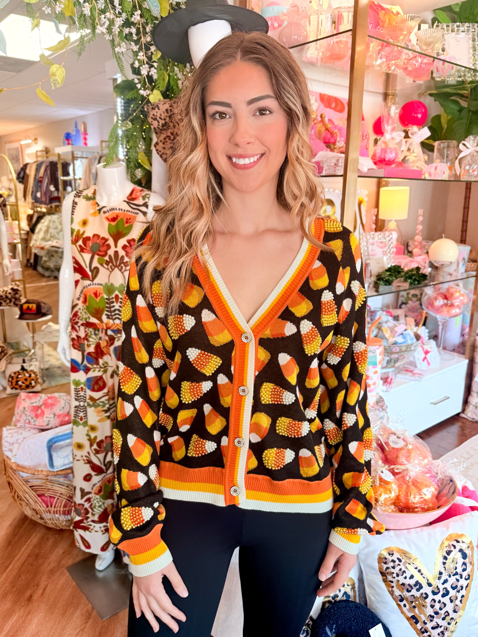 Black Pearl Candy Corn Cardigan | Queen of Sparkles