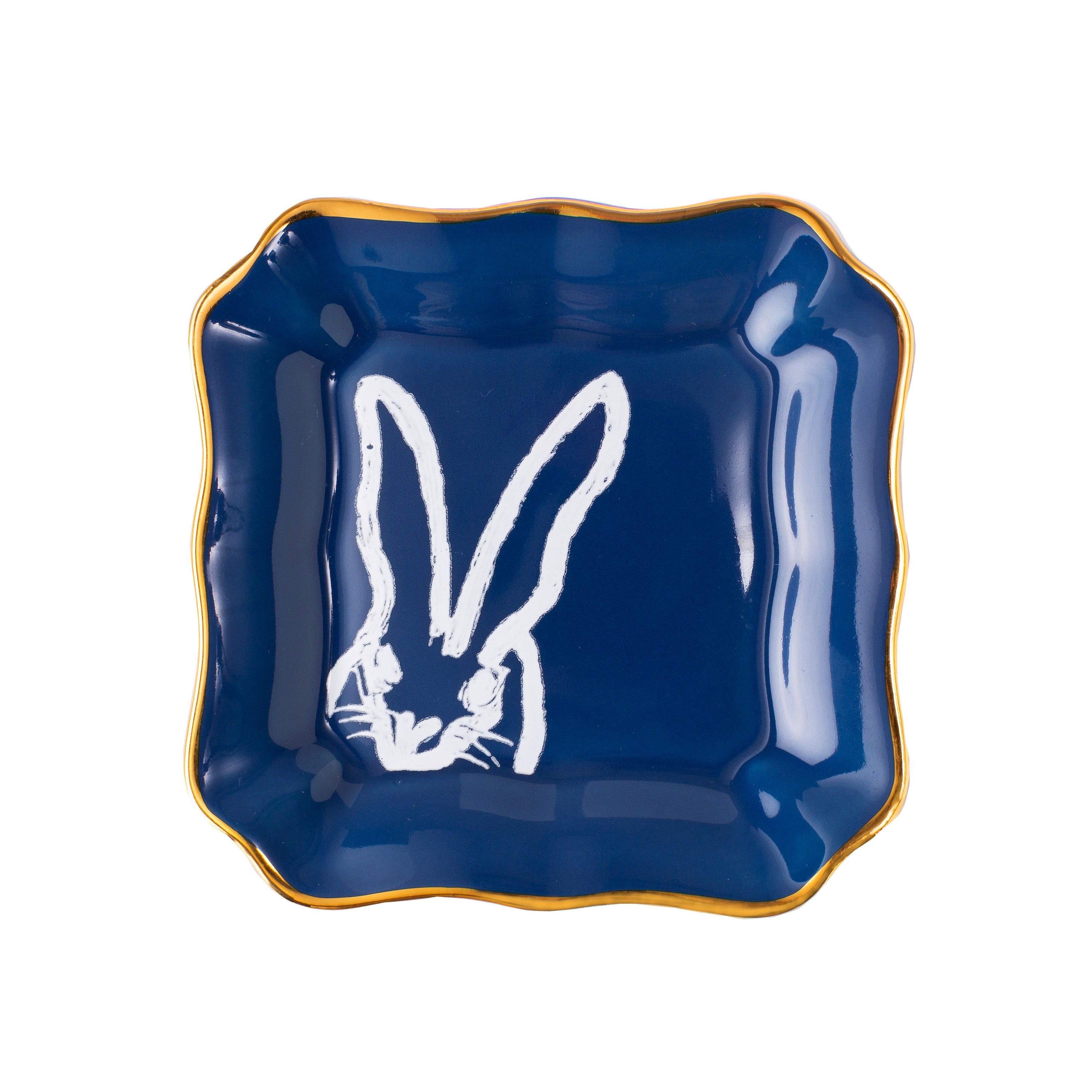 Bunny Portrait Plates with Hand-Painted Gold Rim | Hunt Slonem