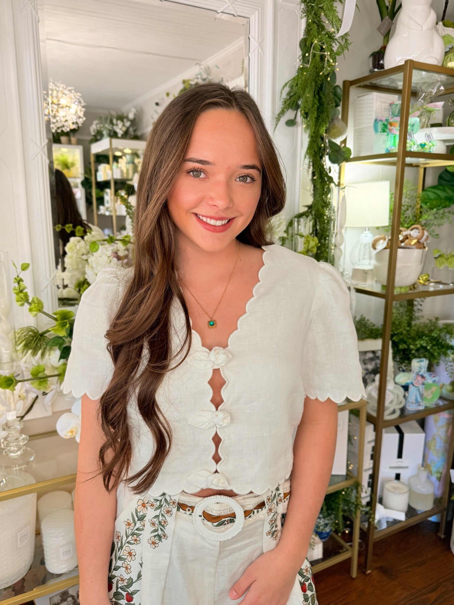 Roses Scallop Artisanal Top - Off-White | Farm Rio