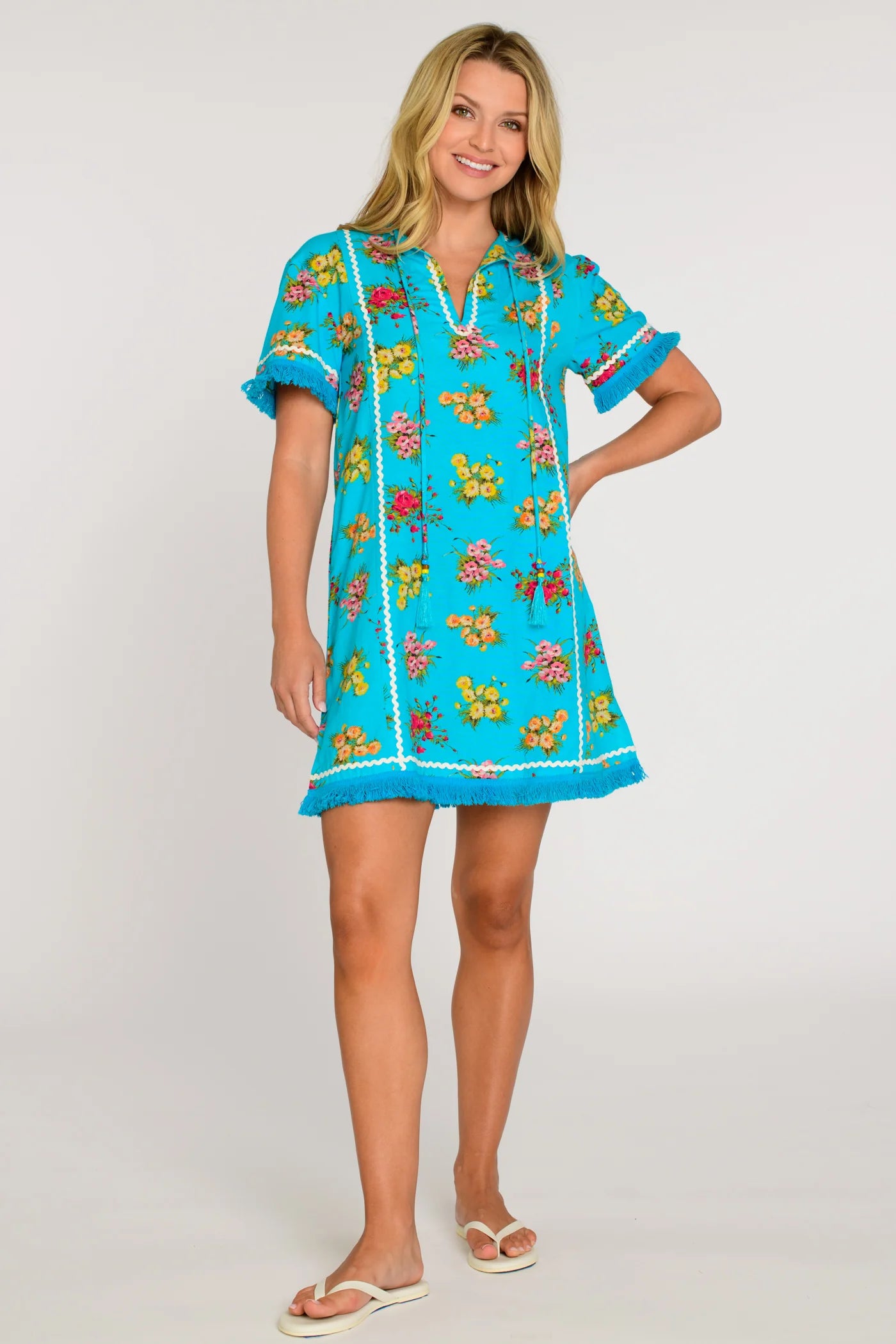 Romy Dress in Bouquet Toss Aqua | Elizabeth James