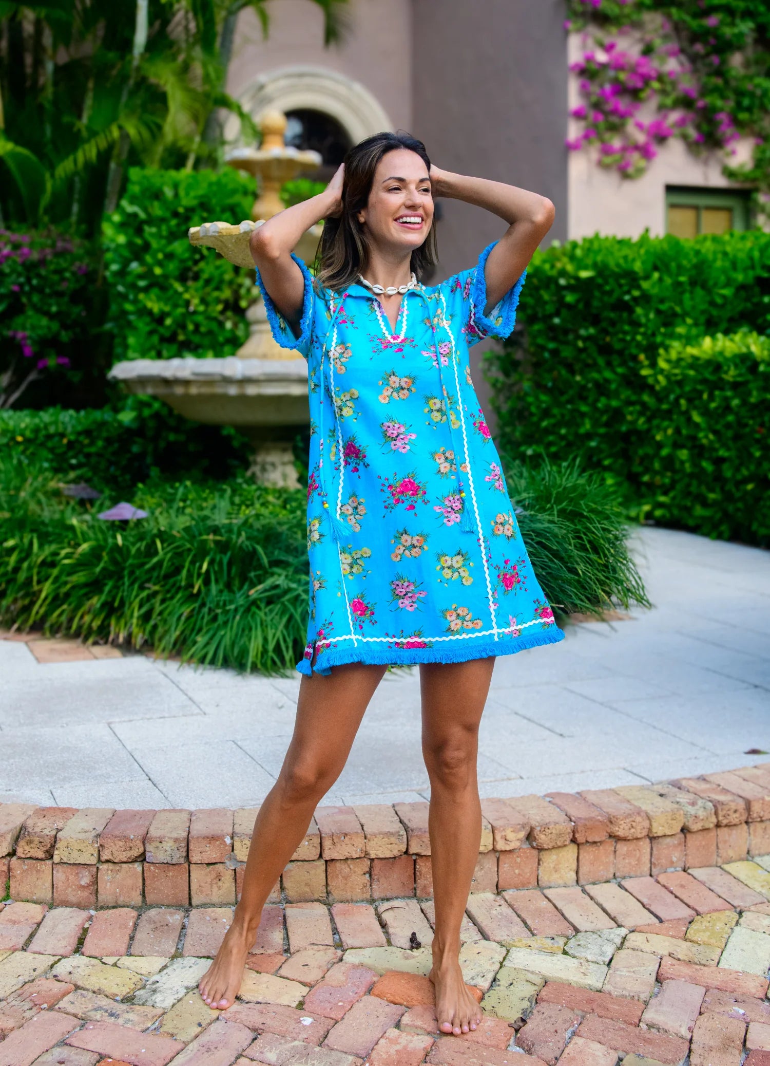 Romy Dress in Bouquet Toss Aqua | Elizabeth James