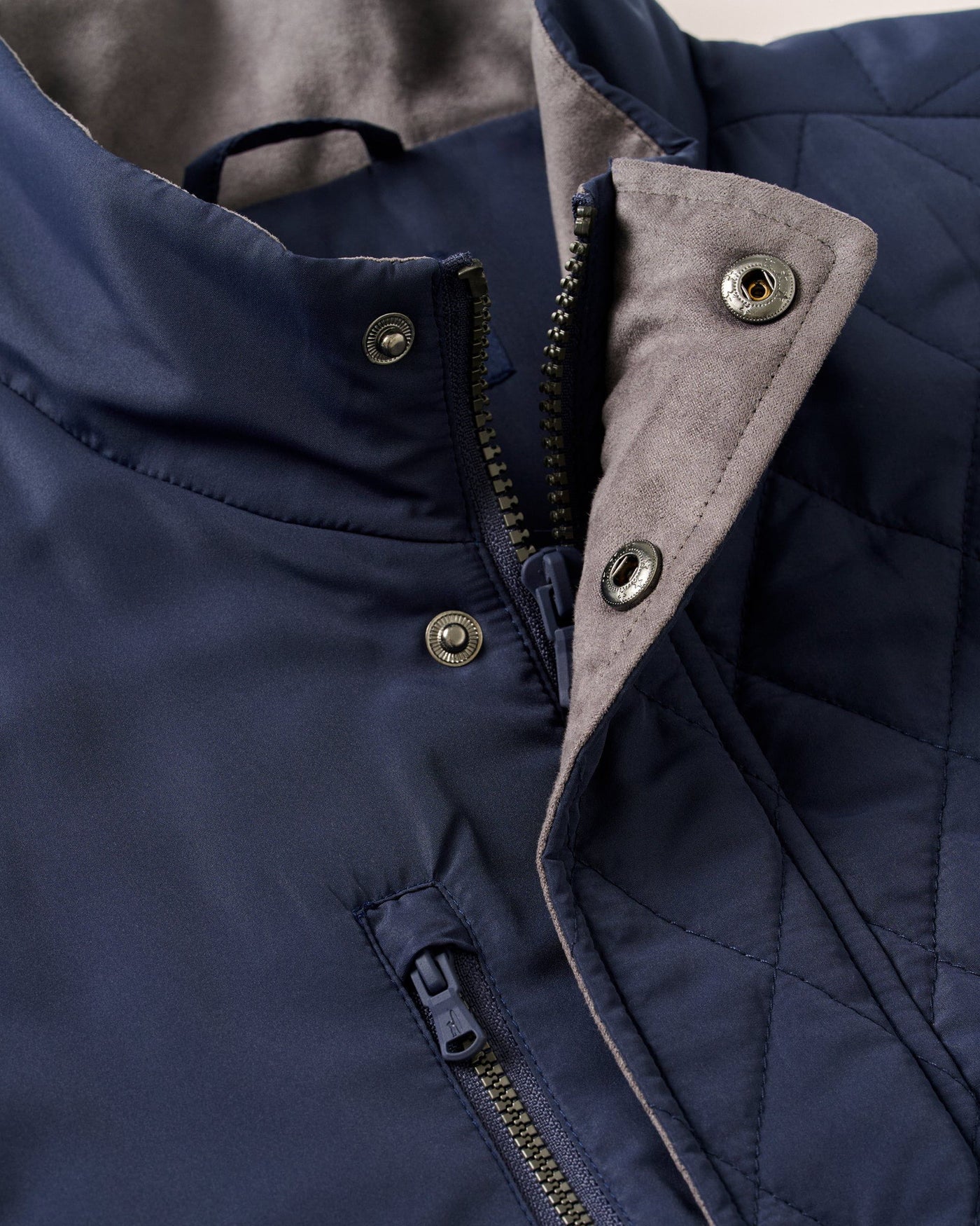 Juno Quilted Snap Jacket - Navy | Johnnie-O