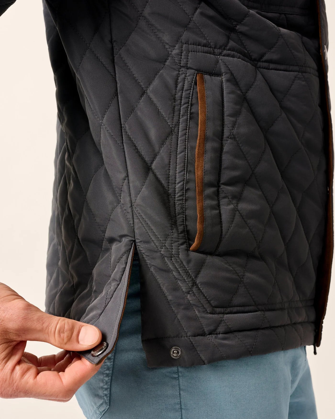 Juno Quilted Snap Jacket - Dark Grey | Johnnie-O