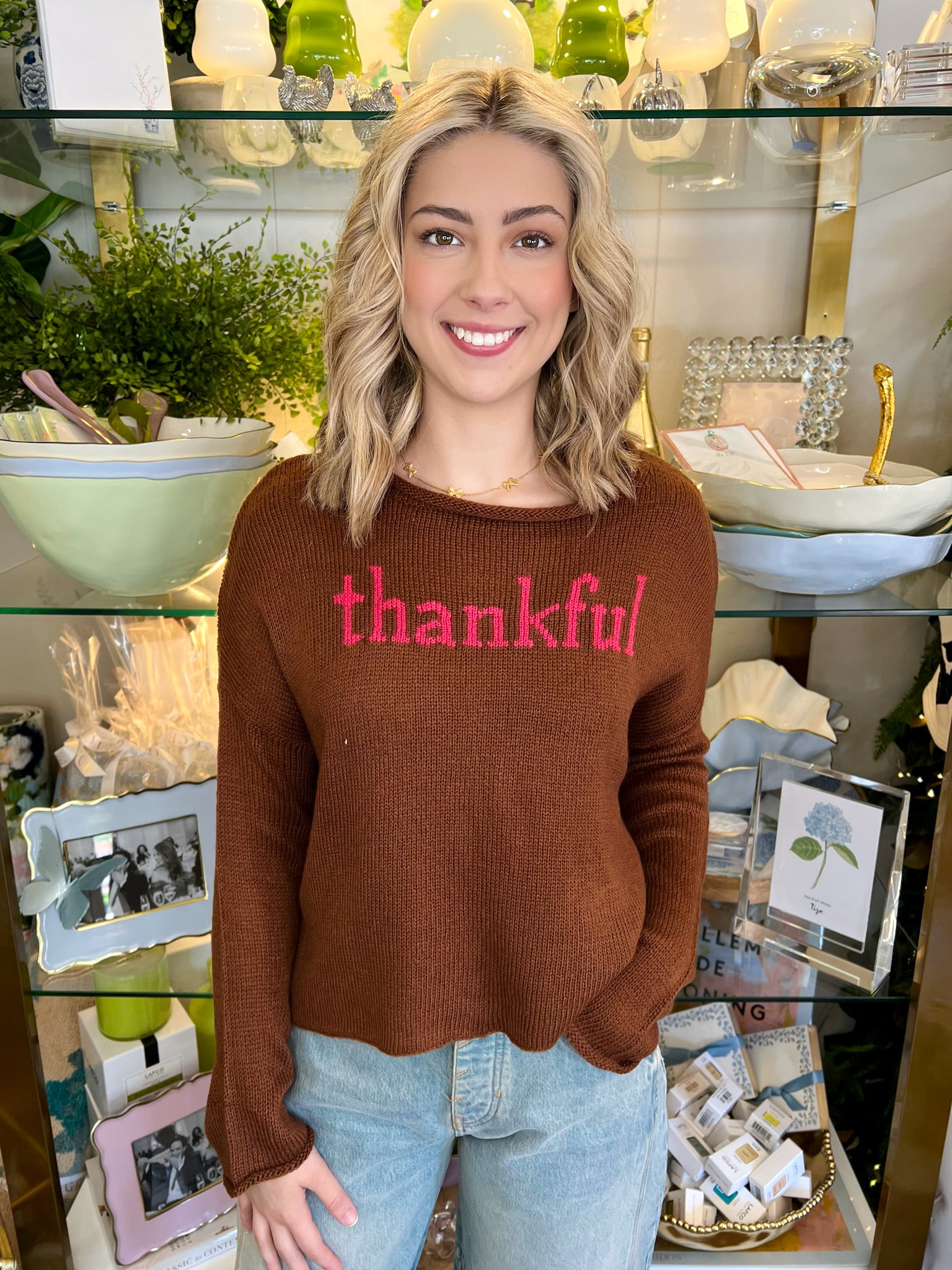 Thankful Semi-Cropped Sweater | Wooden Ships