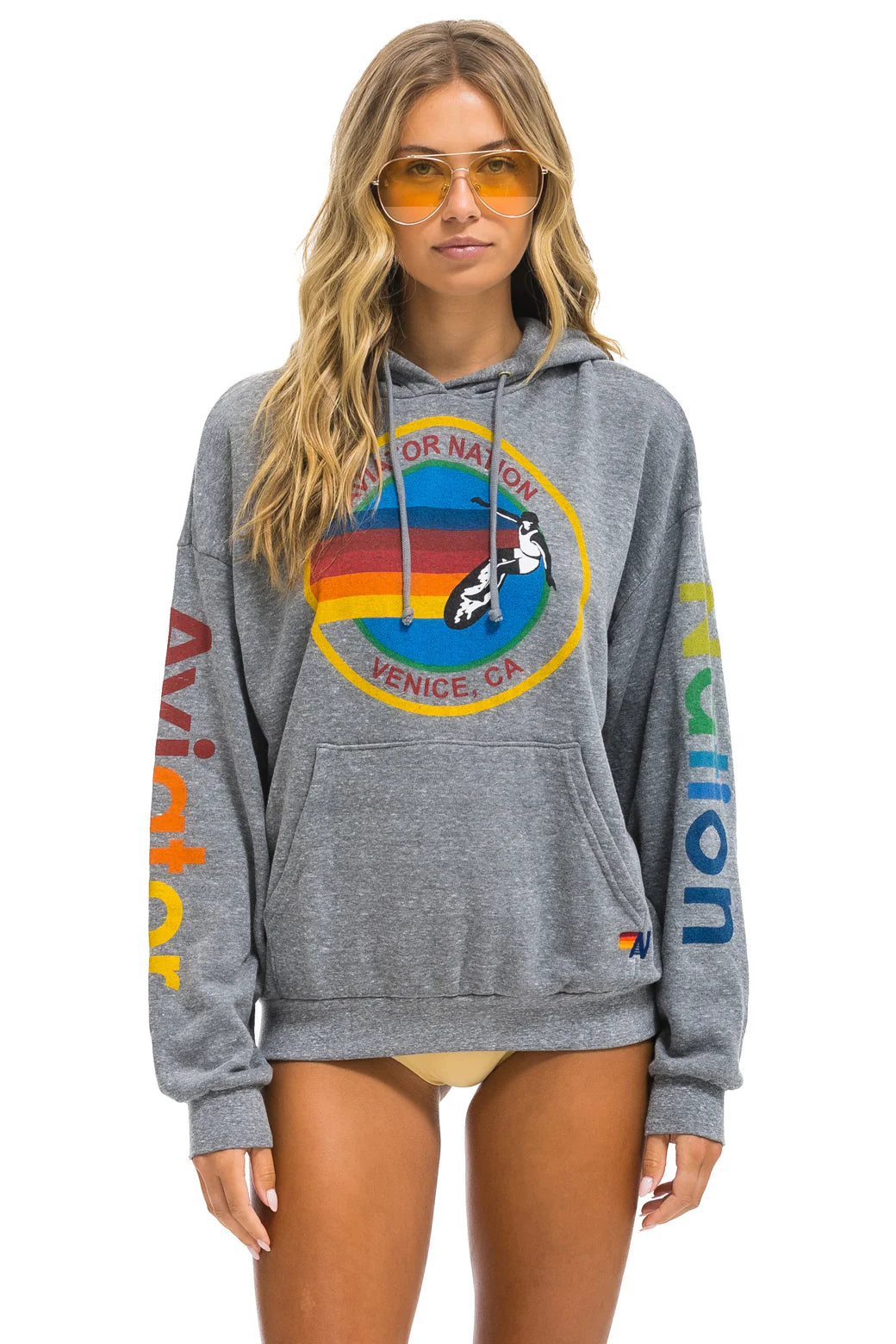 Logo Pullover Relaxed Hoodie - Heather Grey | Aviator Nation
