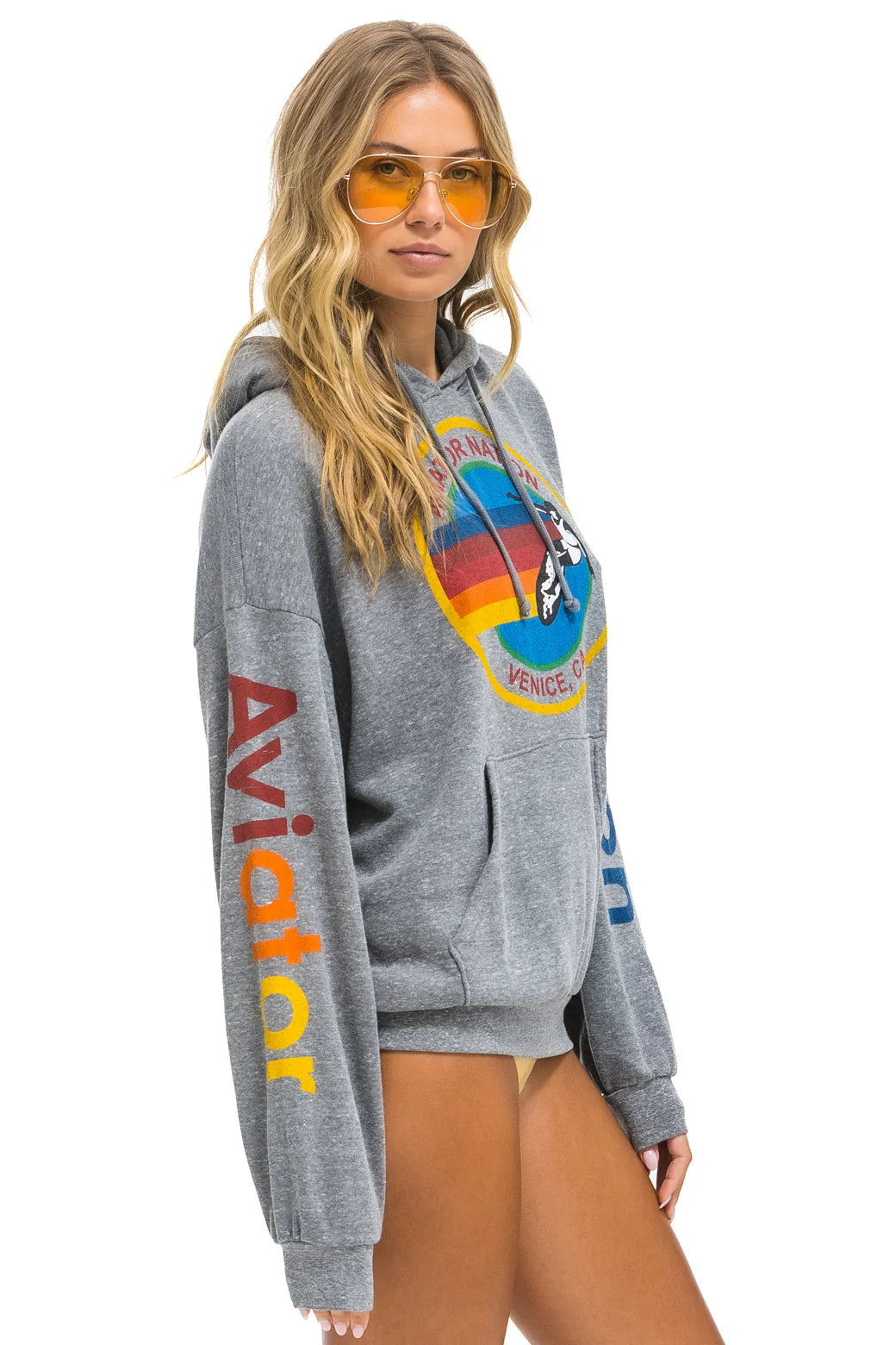 Logo Pullover Relaxed Hoodie - Heather Grey | Aviator Nation