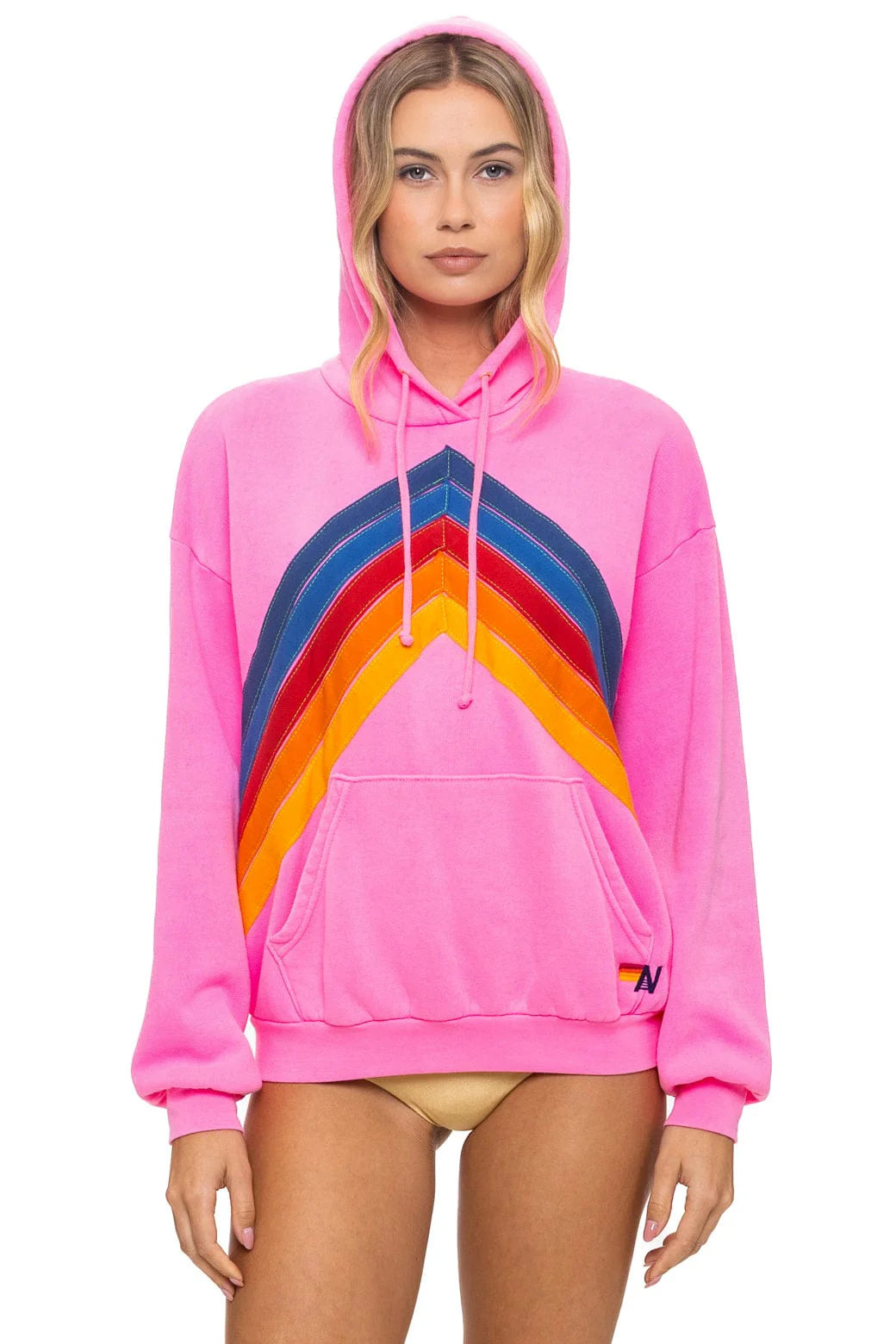 Mountain Stitch Chevron Pullover Hoodie Relaxed - Neon Pink | Aviator Nation
