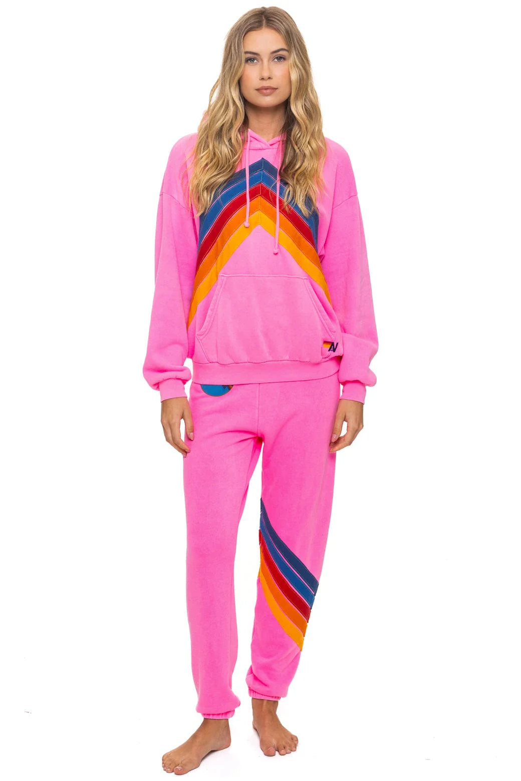 Mountain Stitch Chevron Pullover Hoodie Relaxed - Neon Pink | Aviator Nation