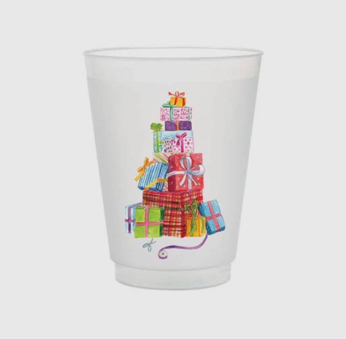 Stacked Christmas Present Frosted Cups | Set of 6