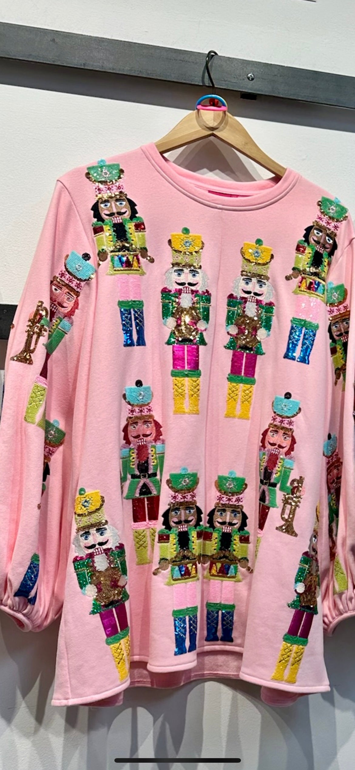 PREORDER* Light Pink Nutcracker Band Balloon Sleeve Sweatshirt Dress