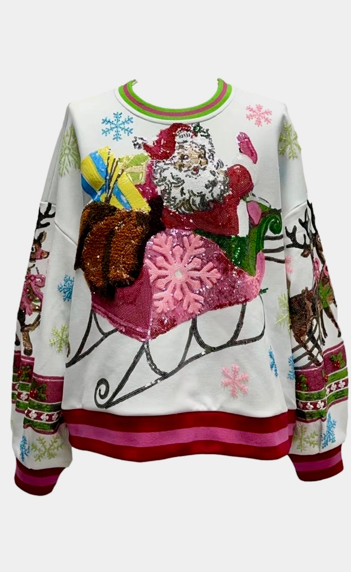 White Vintage Santa Sweatshirt | Queen of Sparkles