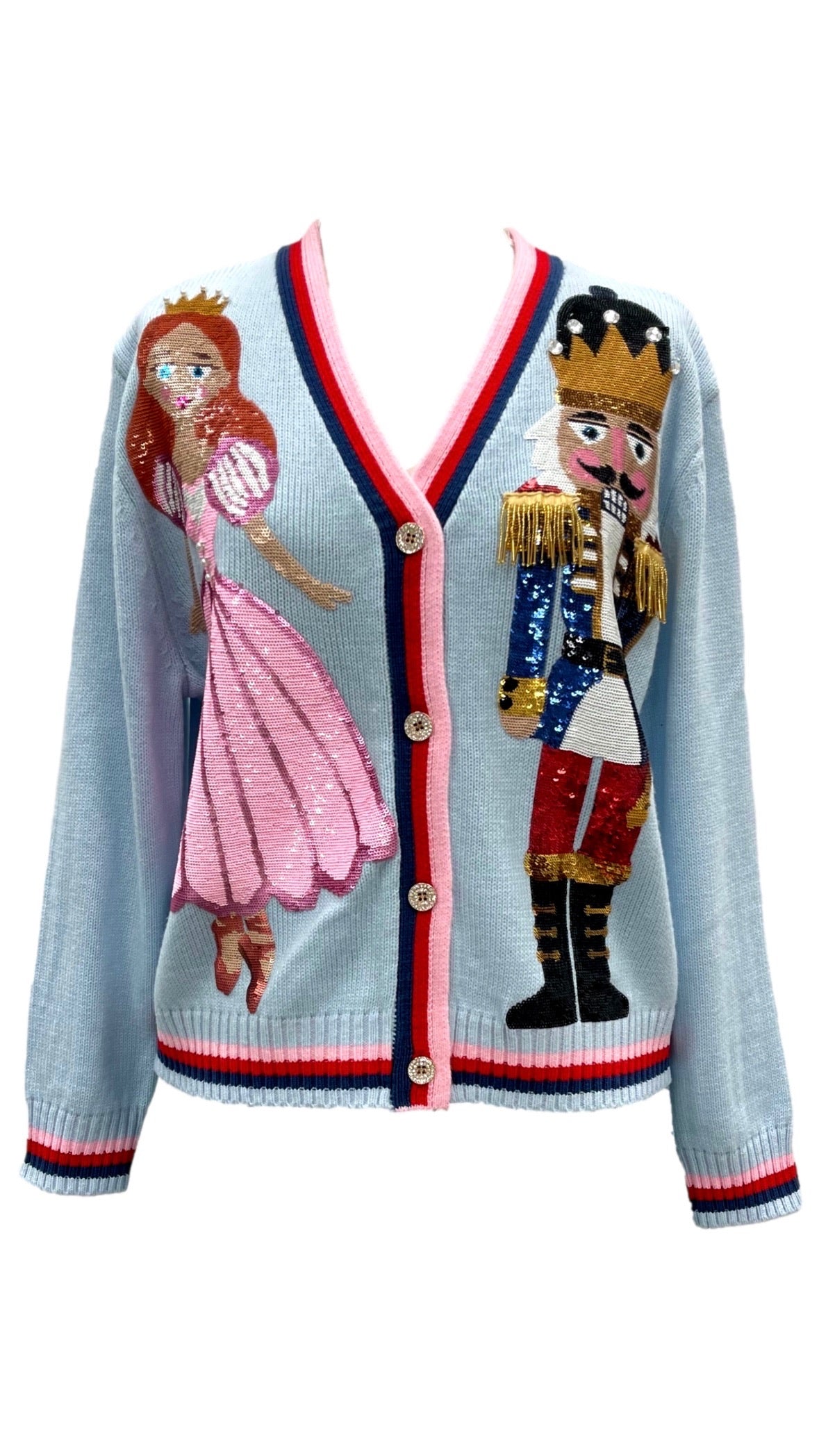 KIDS Light Blue Nutcracker And Clara Cardigan | Queen of Sparkles