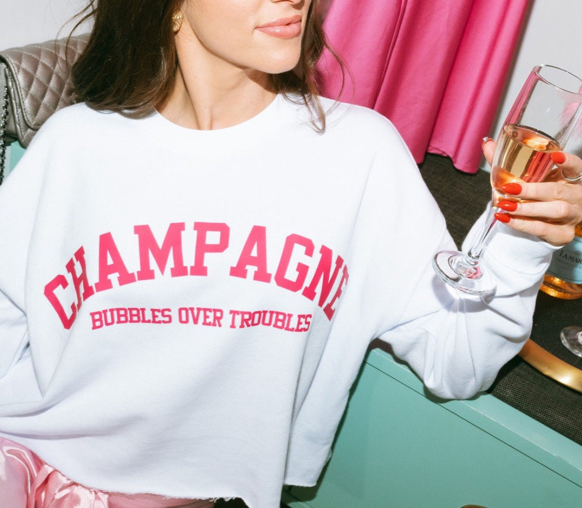 Raw Hem Champagne Cropped Sweatshirt