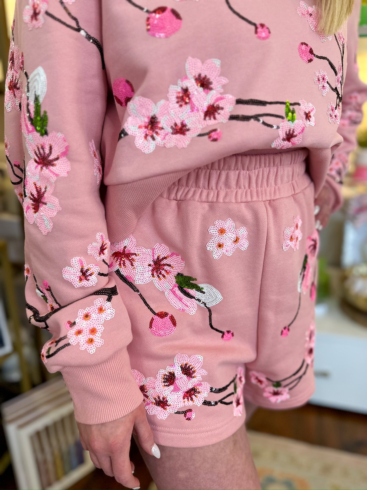 Cherry Blossom Sweatshirt & Short Set | Queen of Sparkles