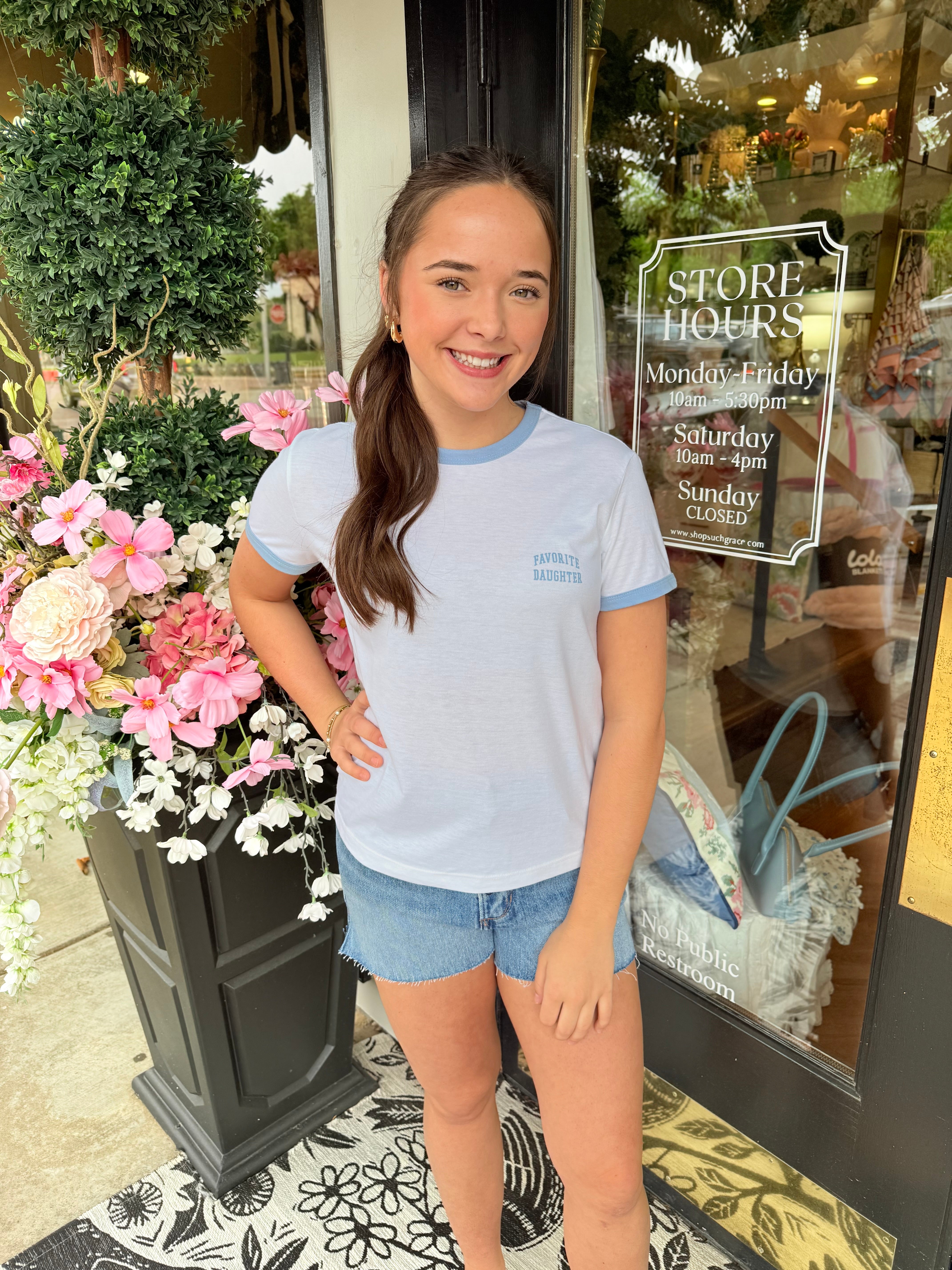 The Collegiate Chest Logo Ringer Tee | Favorite Daughter