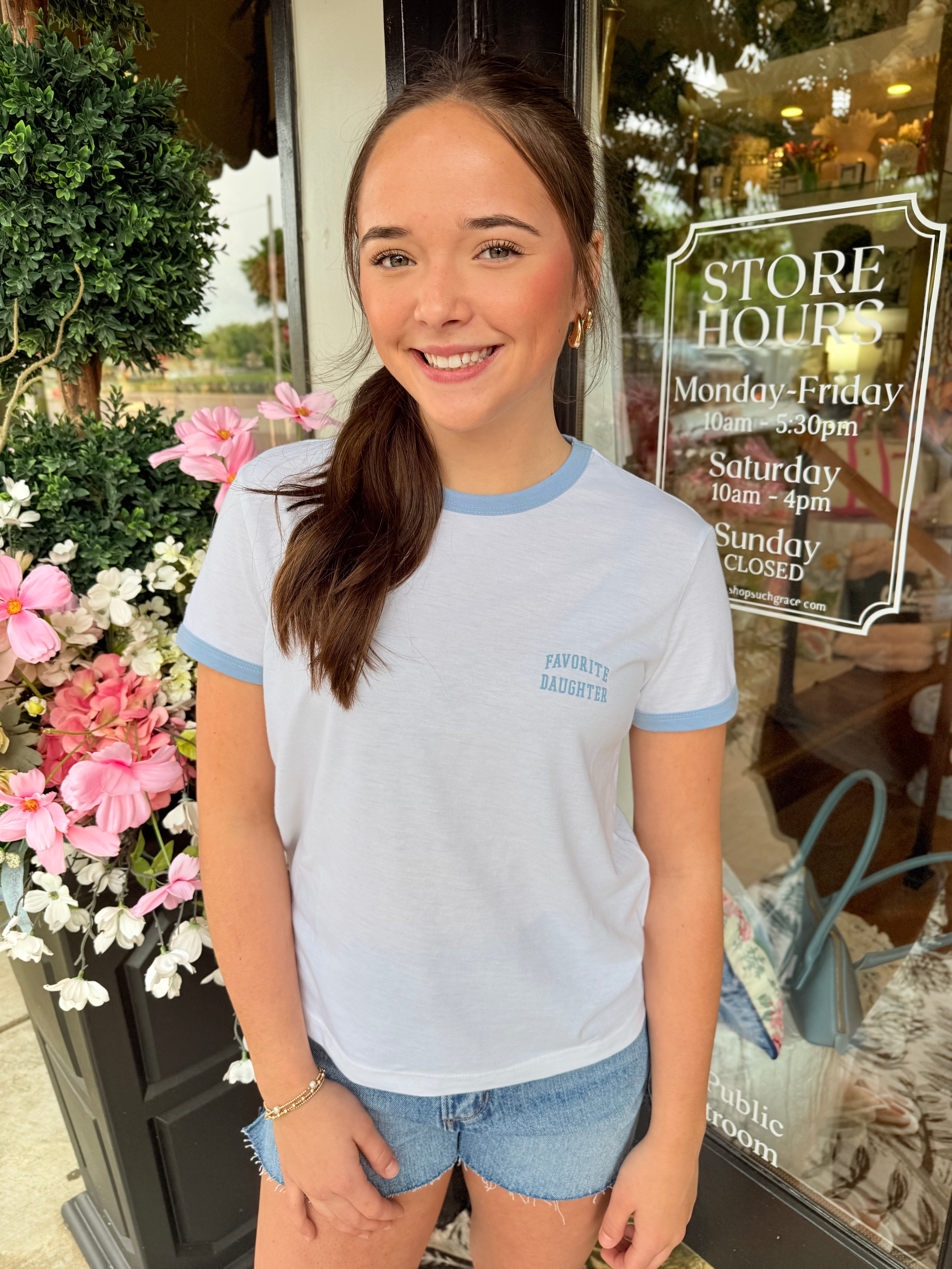 The Collegiate Chest Logo Ringer Tee | Favorite Daughter