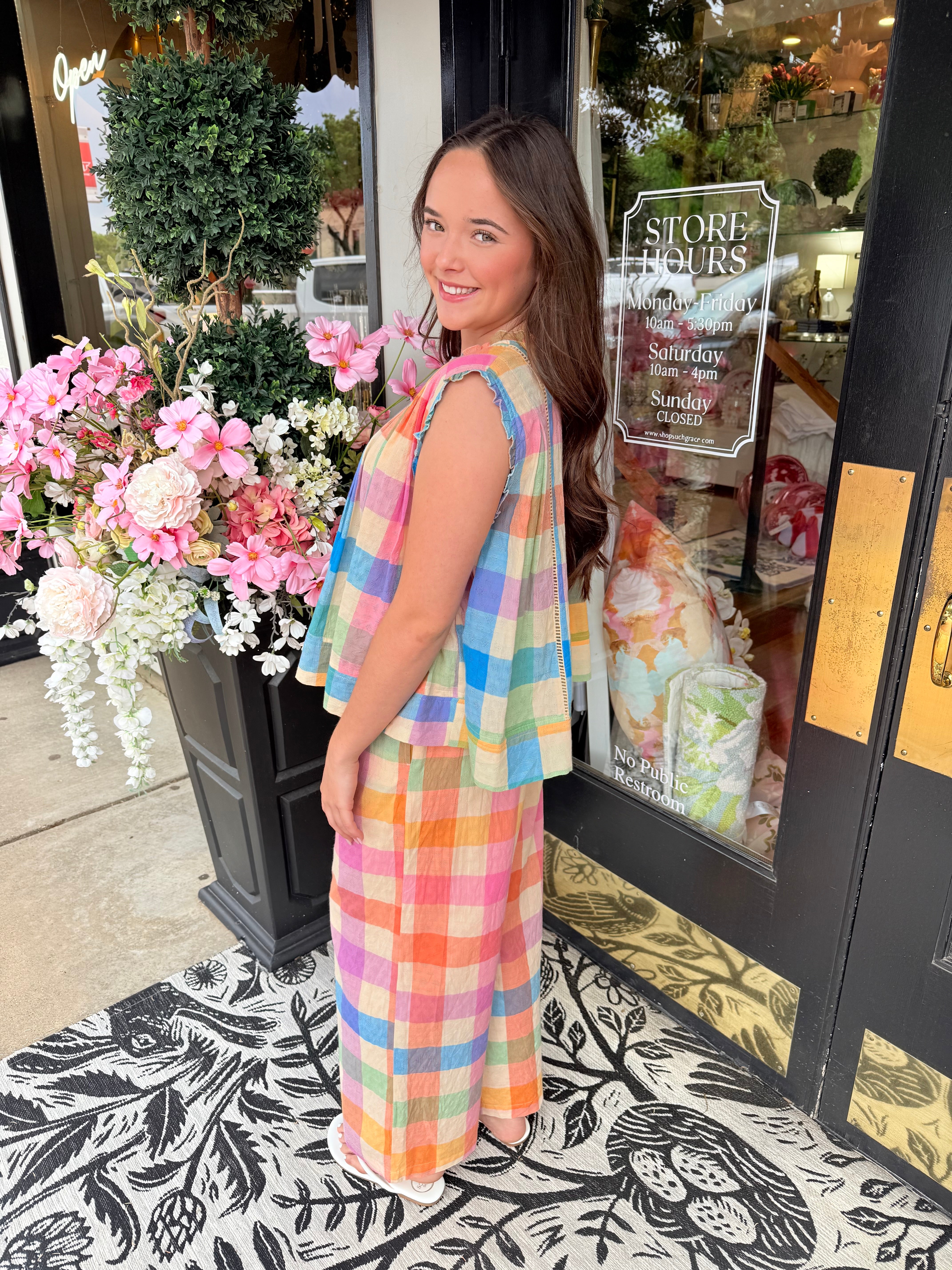 Rainbow Plaid Augustine Top | Sunshine Tienda