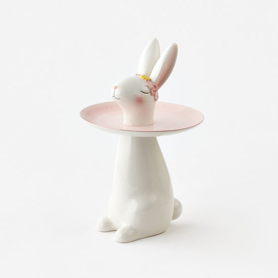 Ceramic Bunny Pedestal Plate (16")