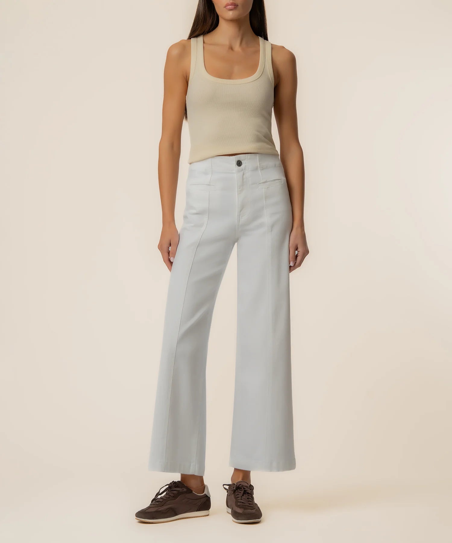 Meg High Rise Wide Leg w/ Welt Pockets - White | KUT