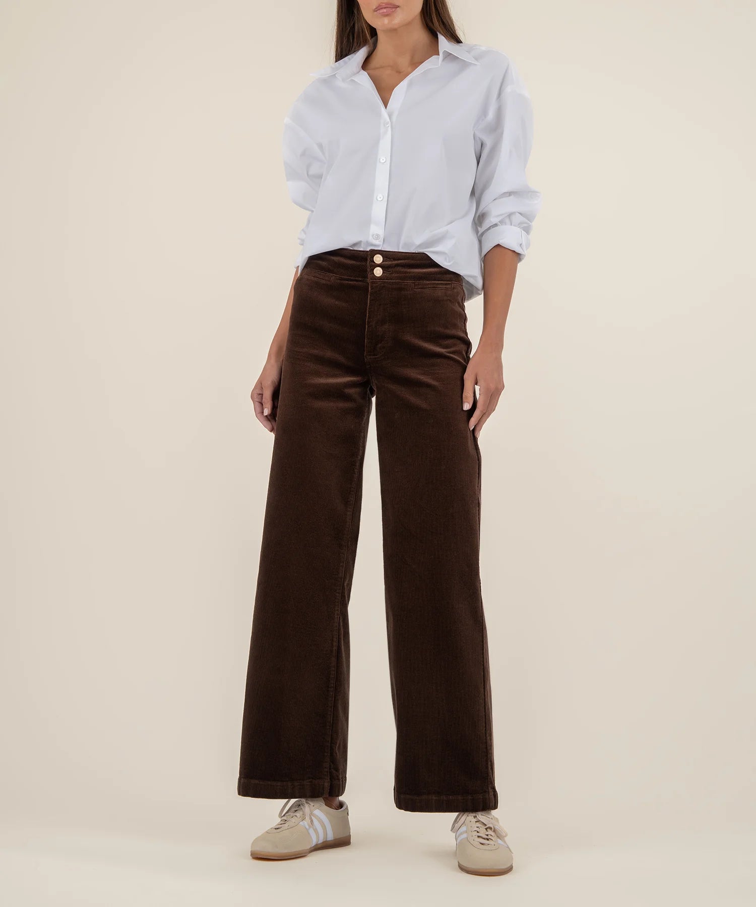 Meg Corduroy Wide Leg Pant - Fudge | KUT