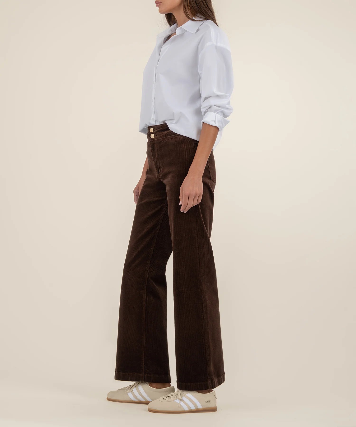 Meg Corduroy Wide Leg Pant - Fudge | KUT