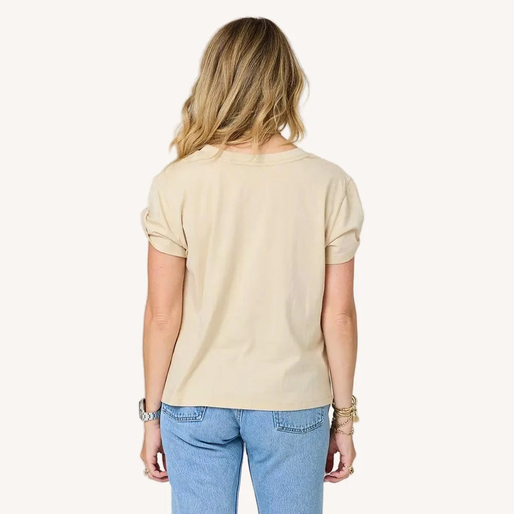 Suke Imperfect Heart Tee - Latte/Pink | Kerri Rosenthal