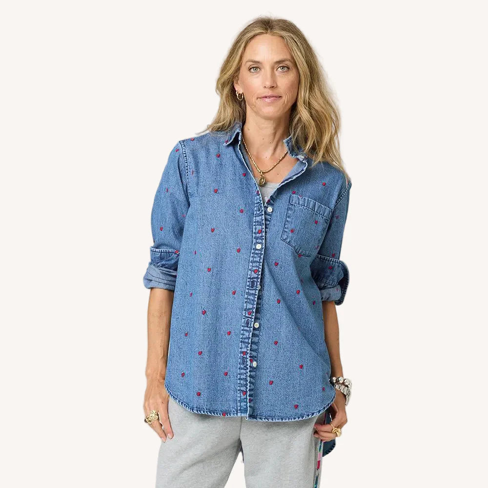 Mia Tiny Hearts Denim Shirt | Kerri Rosenthal