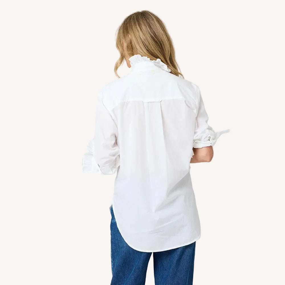 Mia Ruffle Shirt - White | Kerri Rosenthal